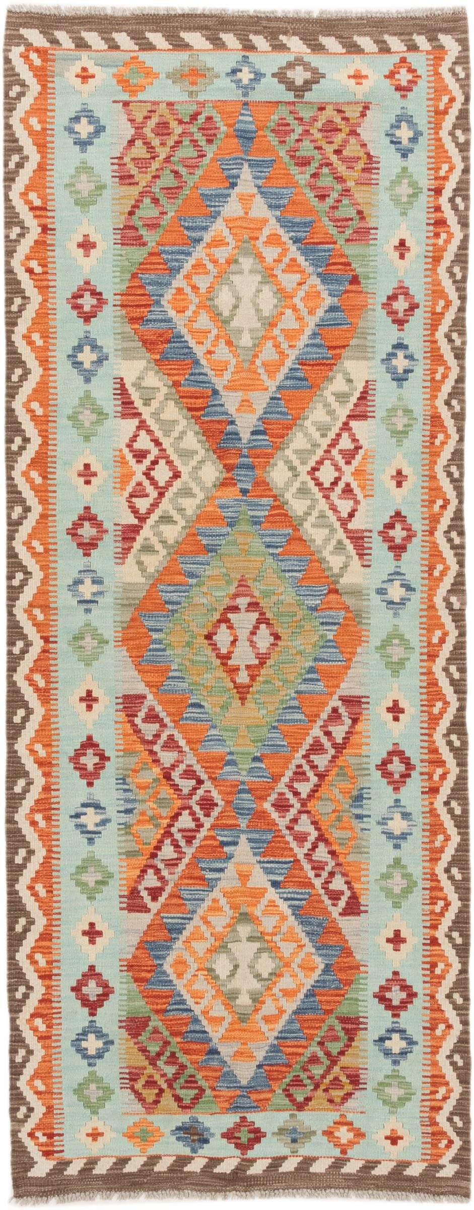 Nain Trading Orientteppich Kelim Afghan 85x217 Handgewebter Orientteppich Läufer, rechteckig, Höhe: 5 mm