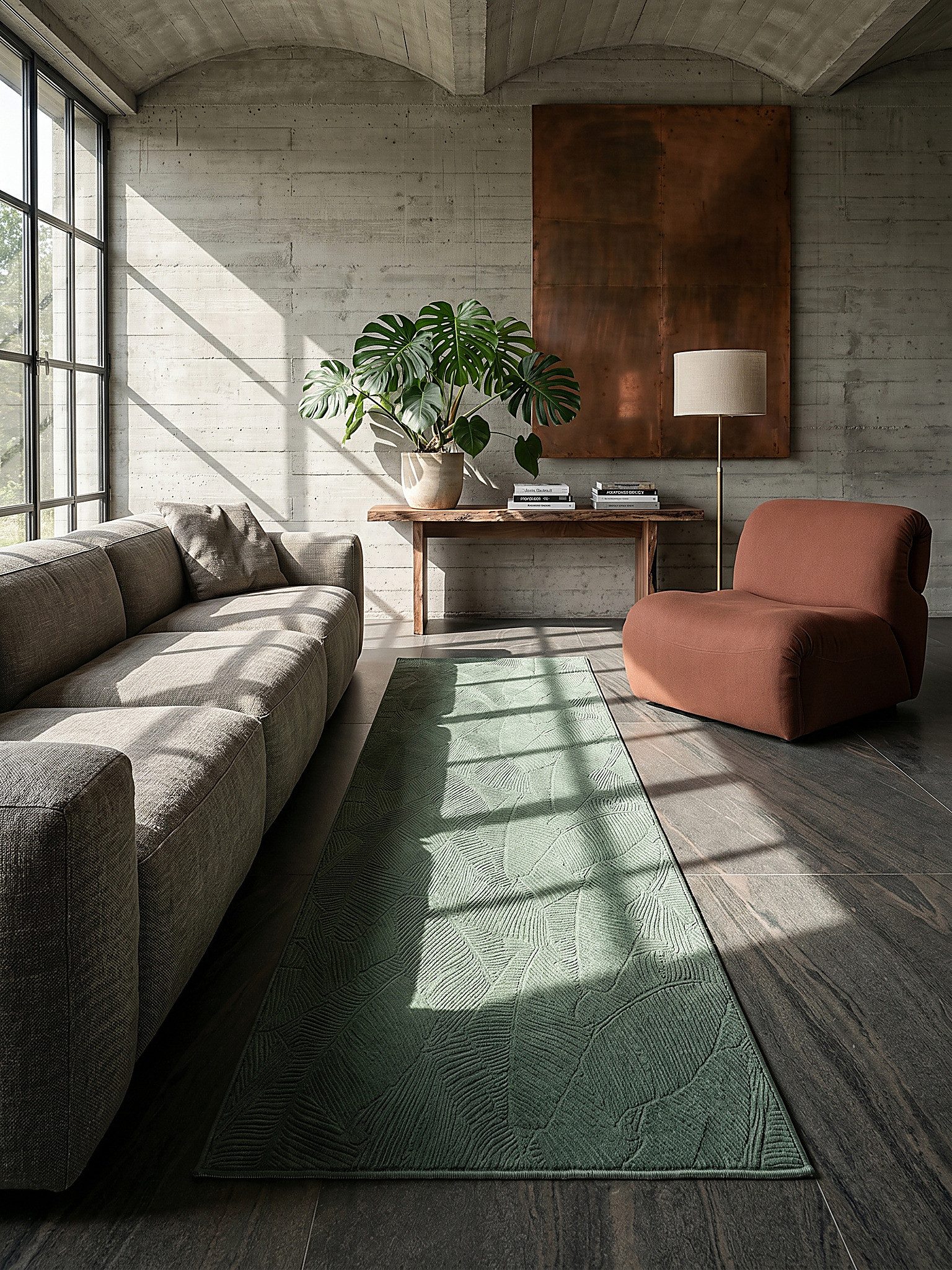 KADIMA DESIGN Teppich DALAR Waldgrün Teppichläufer 80x150 Abstrakt Polypropylen Antirutsch, Läufer, Höhe: 9 mm, Saugroboter-geeignet, Strapazierfähig, Farbecht, – Bild 5 von 5