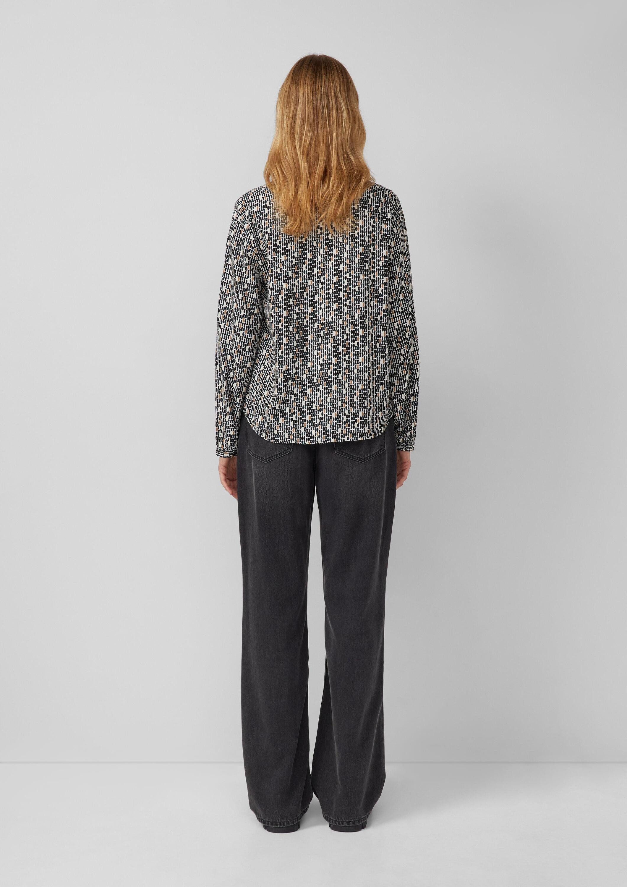 s.Oliver Langarmbluse Bluse Bluse aus Viskose mit All-over-Print