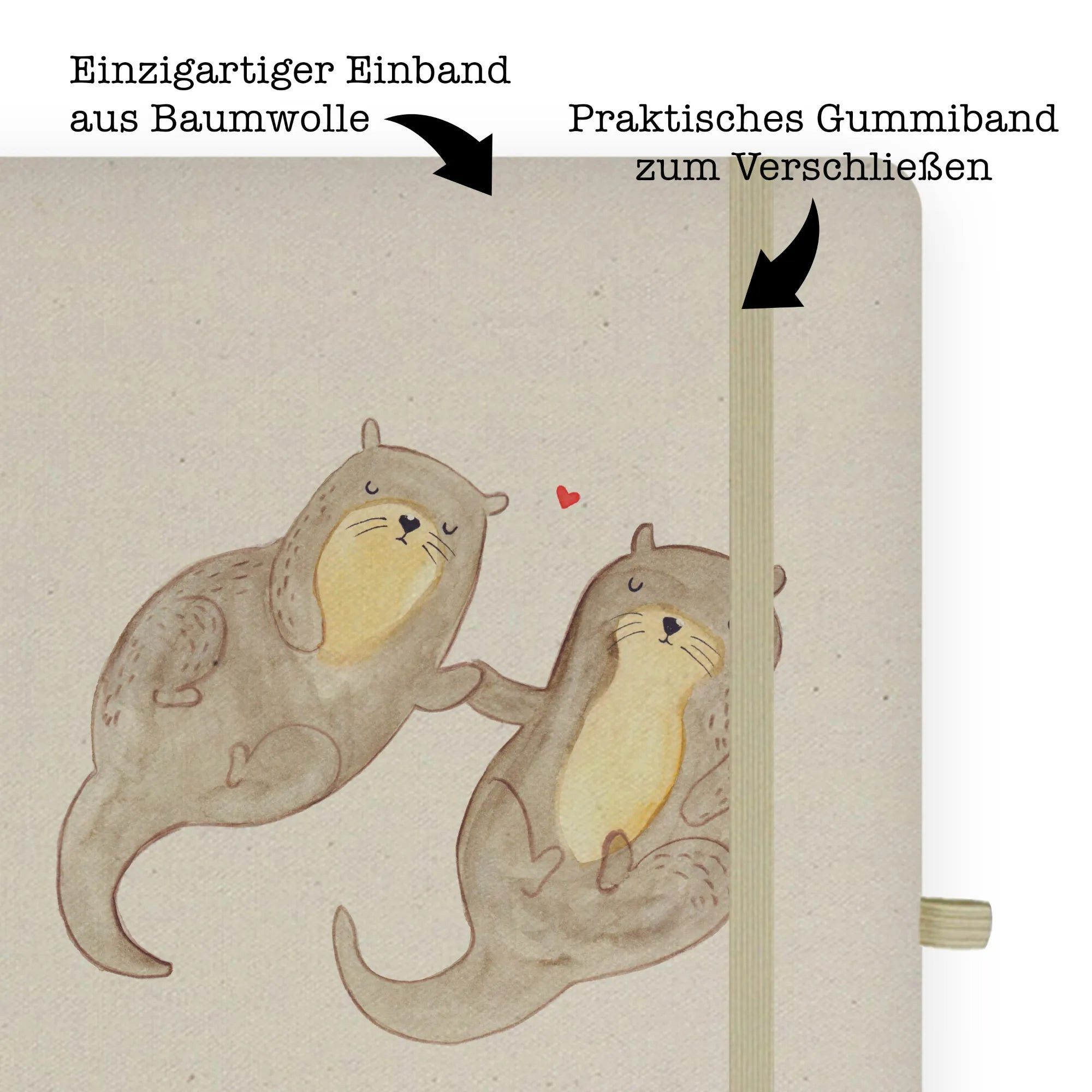 Thumbnail - Mr. & Mrs. Panda Notizbuch Otter Hände halten - Transparent - Geschenk, Händchen halten, DIN A4 Mr. & Mrs. Panda, Langle...