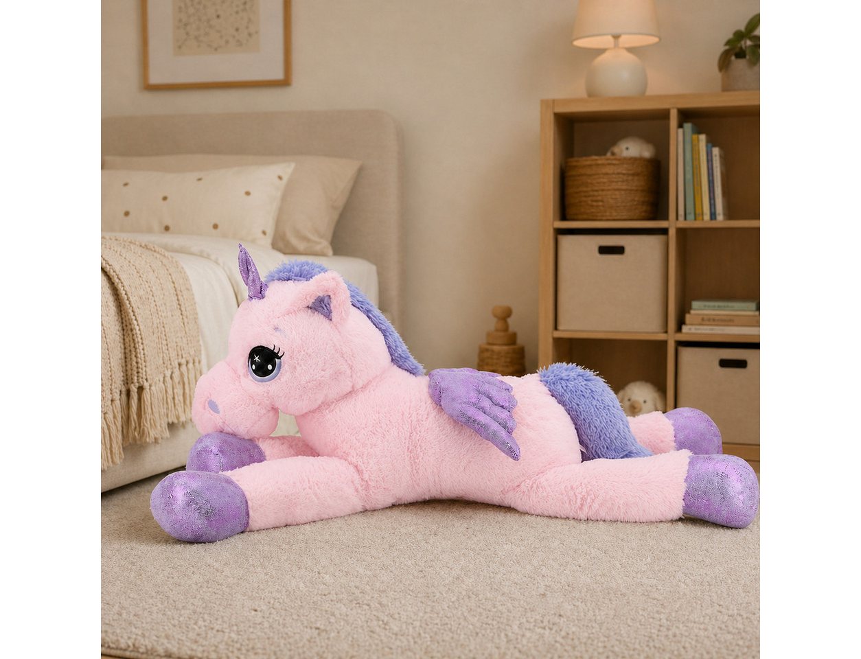 Sweety-Toys Kuscheltier Sweety Toys 8049 XXL Einhorn Plüschtier Kuscheltier 130 cm rosa