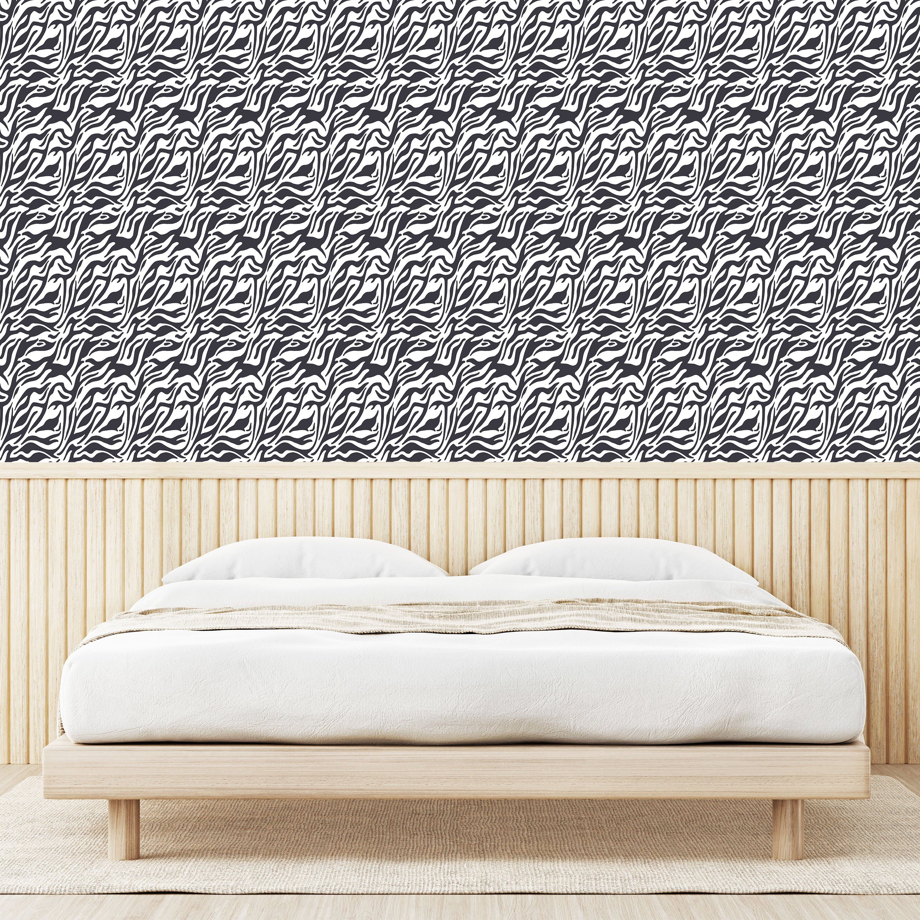 Küchenakzent, Tier-Tier-Streifen selbstklebendes Abakuhaus Vinyltapete Wohnzimmer Wellenförmige Safari