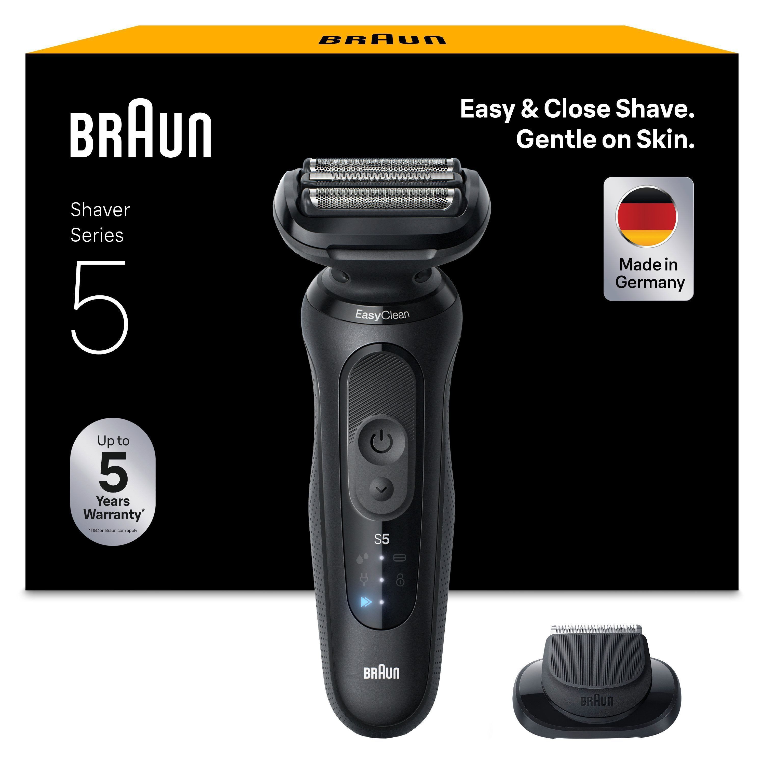 Braun Elektrorasierer Series 5 52-N1200s, Aufsätze: 1, 100% wasserdicht, Präzisionstrimmer-Aufsatz, Bis zu 50 Min