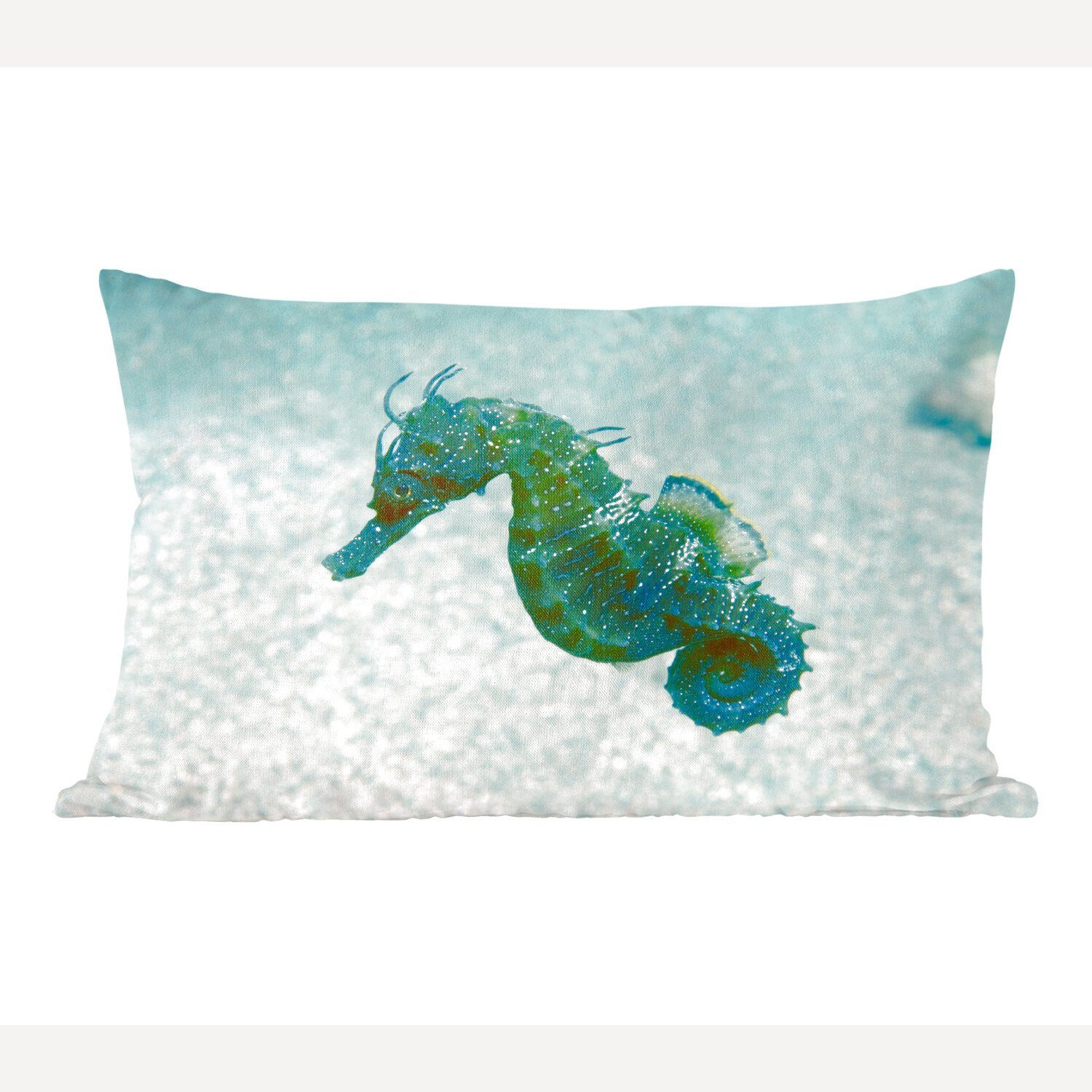 Dekokissen Meer, Wohzimmer MuchoWow im Zierkissen, Seepferdchens Bild eines Dekokissen Dekoration, Füllung, Schlafzimmer mit