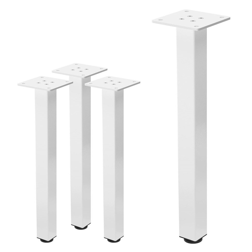 ML-DESIGN Tischbein Tischkufen I-Design Möbelfüße Tischgestell aus pulverbeschichtet Stahl, 4er Set Bankkufen 42cm Weiß glänzend eckig Möbelbeine
