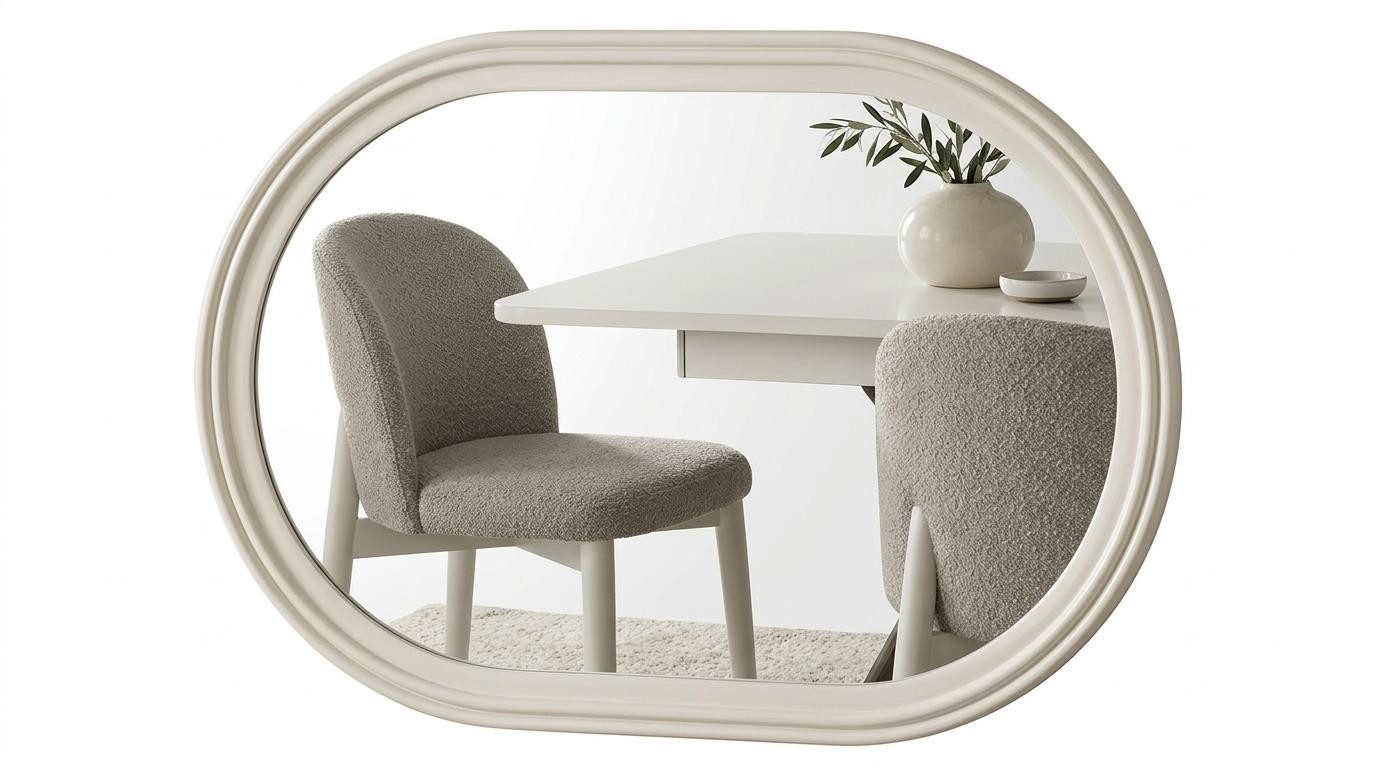 JVmoebel Spiegel Spiegel Stil modern weiß Wohnzimmer praktisch bequem Oval (1-tlg)