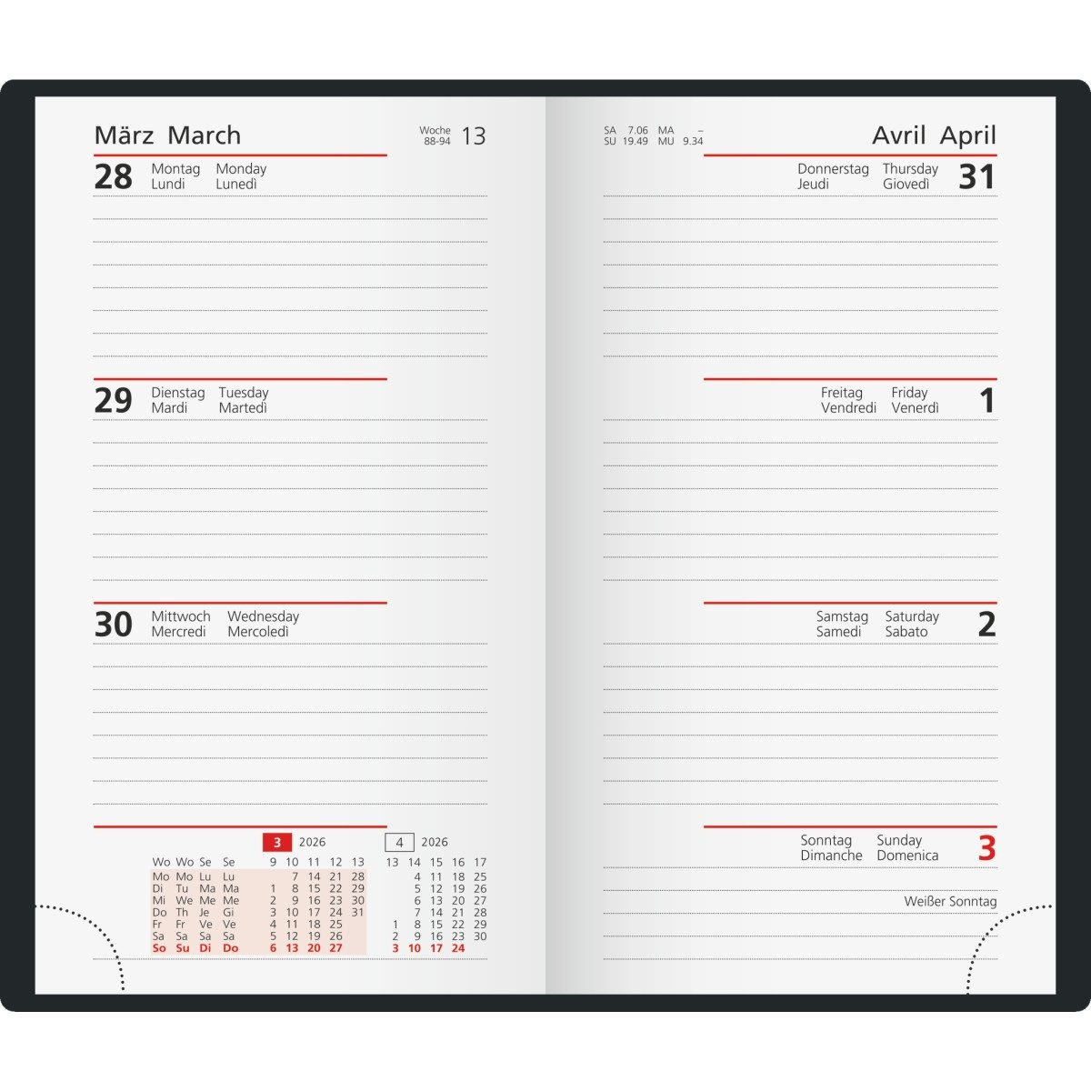 Thumbnail - rido ide Taschenkalender Taschenkalender int. 8,7x15,3cm 1 Woche/2 Seiten Textil Icecoffee 2026