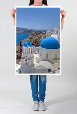 Sinus Art Poster 60x90cm Urbane Fotografie Poster Kirchen Kuppel von Santorini Griechenland