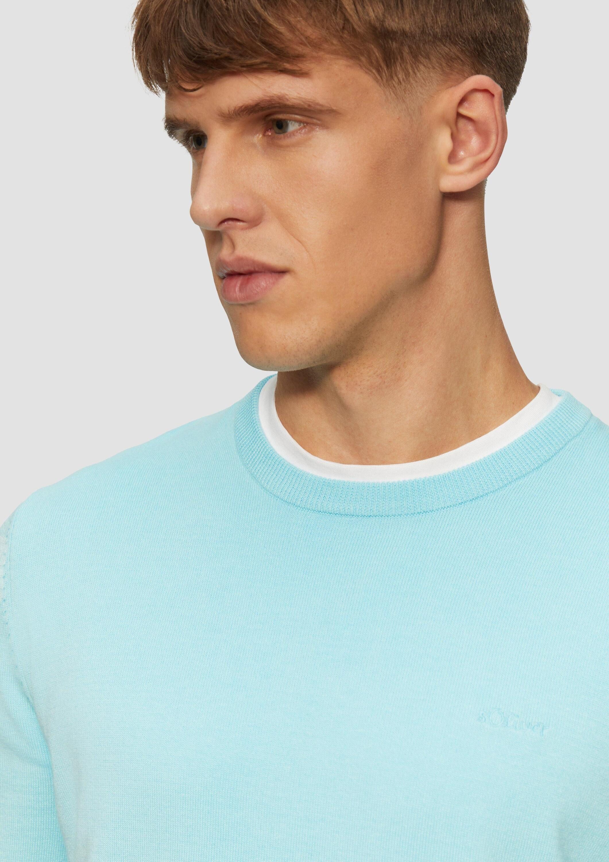 s.Oliver Longpullover Strickpullover Strickpullover mit Logo-Stickerei