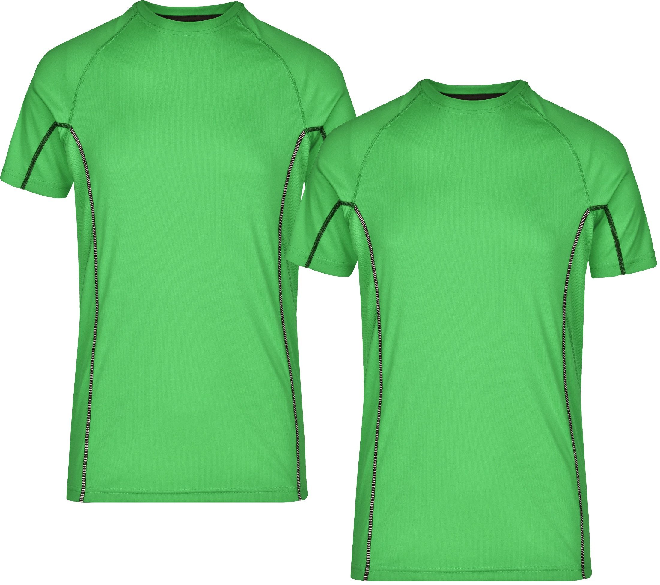James & Nicholson Laufshirt Doppelpack Herren Sportshirt modische reflektierende Details JN421 (Doppelpack, 2 Stück) Feuchtigkeitsregulierend, atmungsaktiv und schnell trocknend