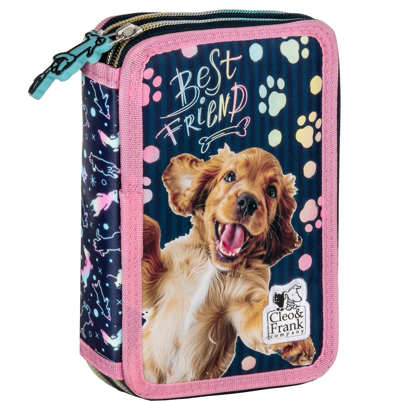 DERFORM Federtasche Süßer Hunde Federmäppchen gefüllt 2 Fach Stifte Etui Federmappe, (26-tlg)