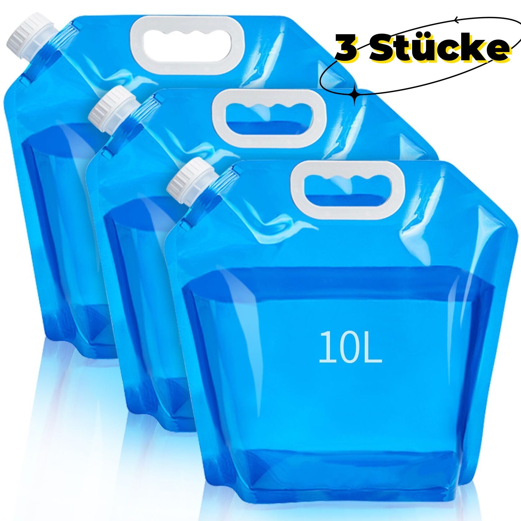 Kanister 3x 10L Wasserbeutel Kanister Faltkanister Trinkblase Camping Wasser