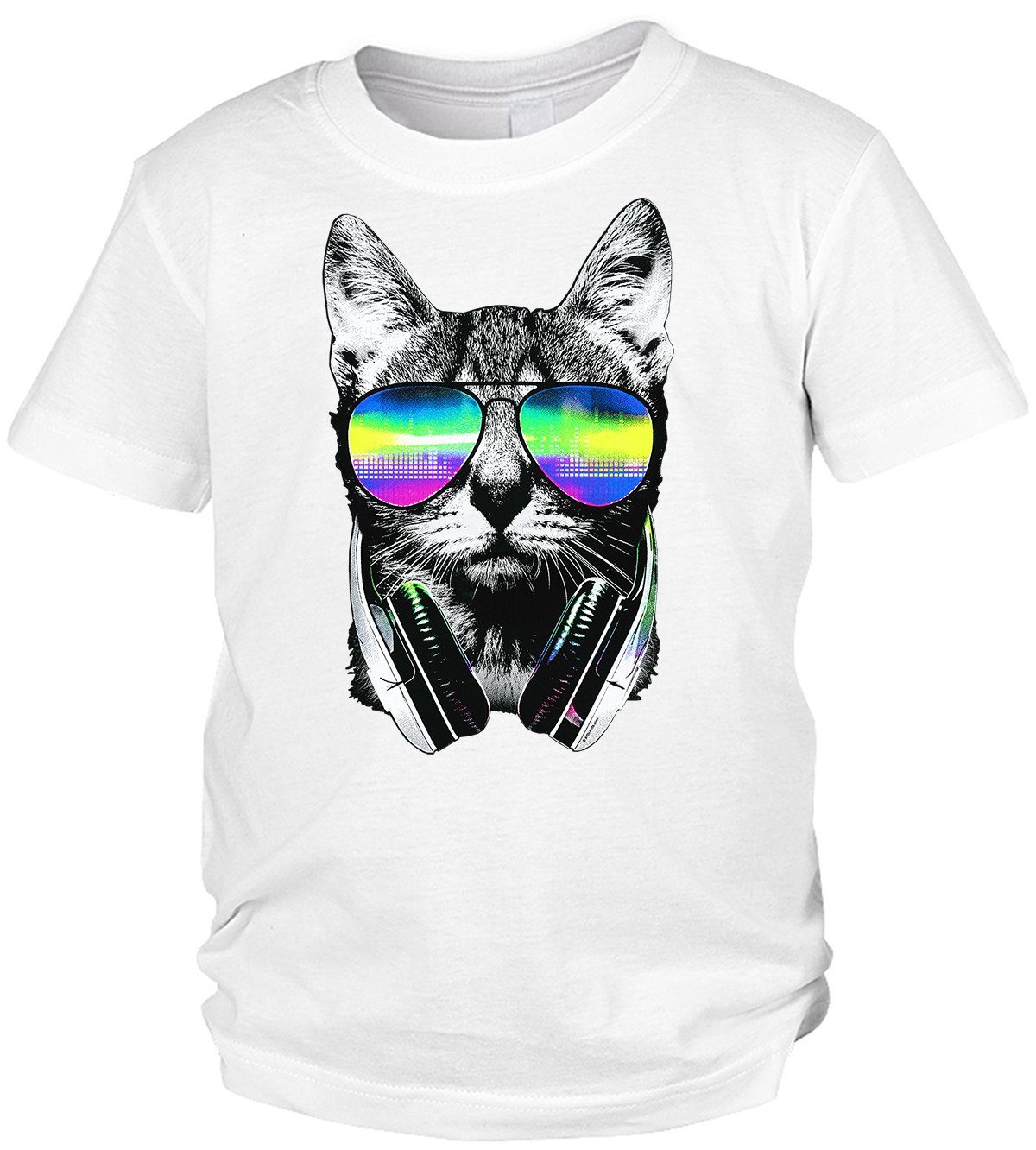 Tini - Shirts Print-Shirt Katzen Motiv Kindershirt lustiges Katzenshirt für Kinder : DJ Cat