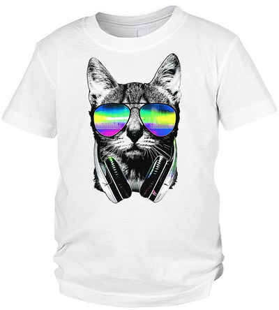 Tini - Shirts Print-Shirt Katzen Motiv Kindershirt lustiges Katzenshirt für Kinder : DJ Cat
