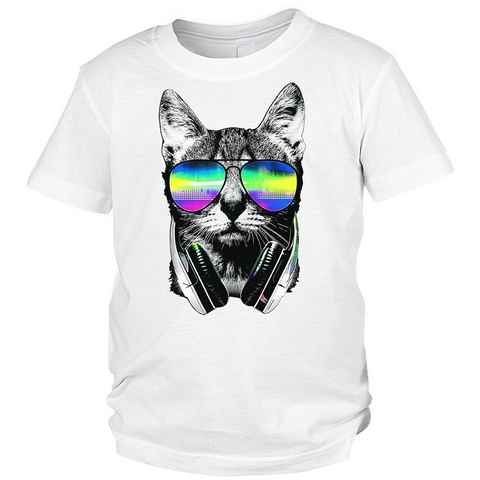 Tini - Shirts Print-Shirt Katzen Motiv Kindershirt lustiges Katzenshirt für Kinder : DJ Cat
