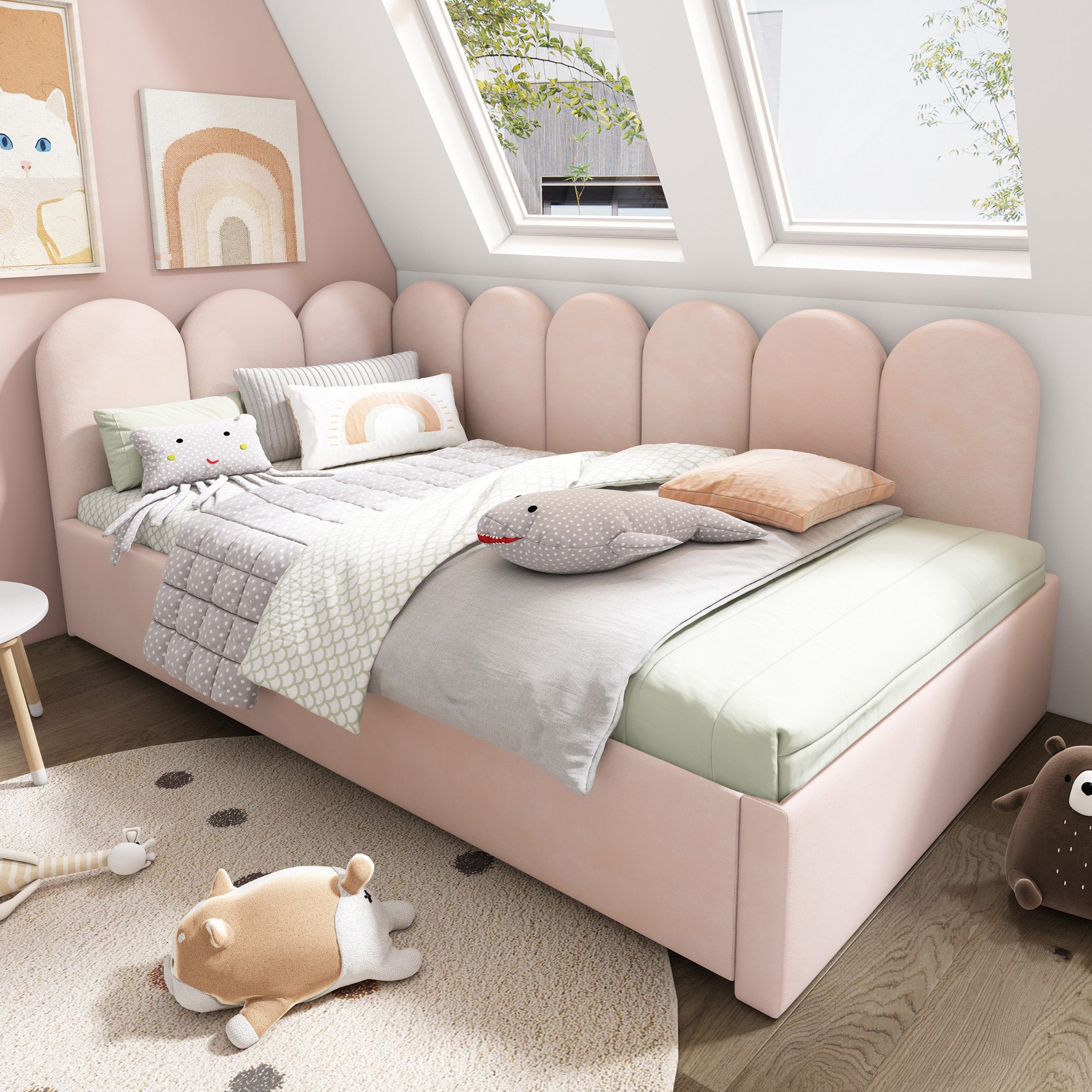 OKWISH Polsterbett Kinderbett mit Lattenrost (Tagesbett, günstig online kaufen