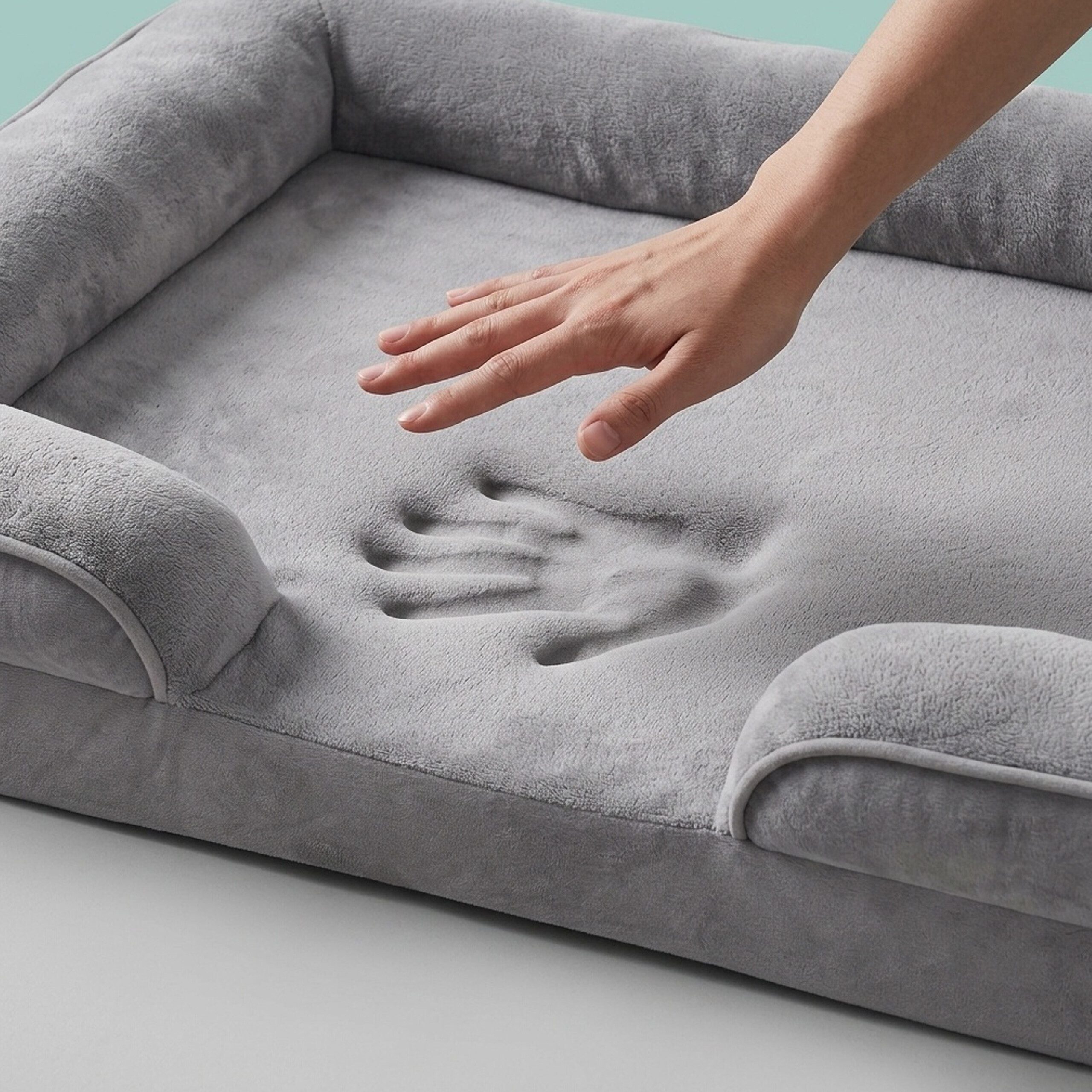relaxdays Hundebett Orthopädisches Hundebett Memory Foam, Polyester, grau, M – Bild 5 von 5