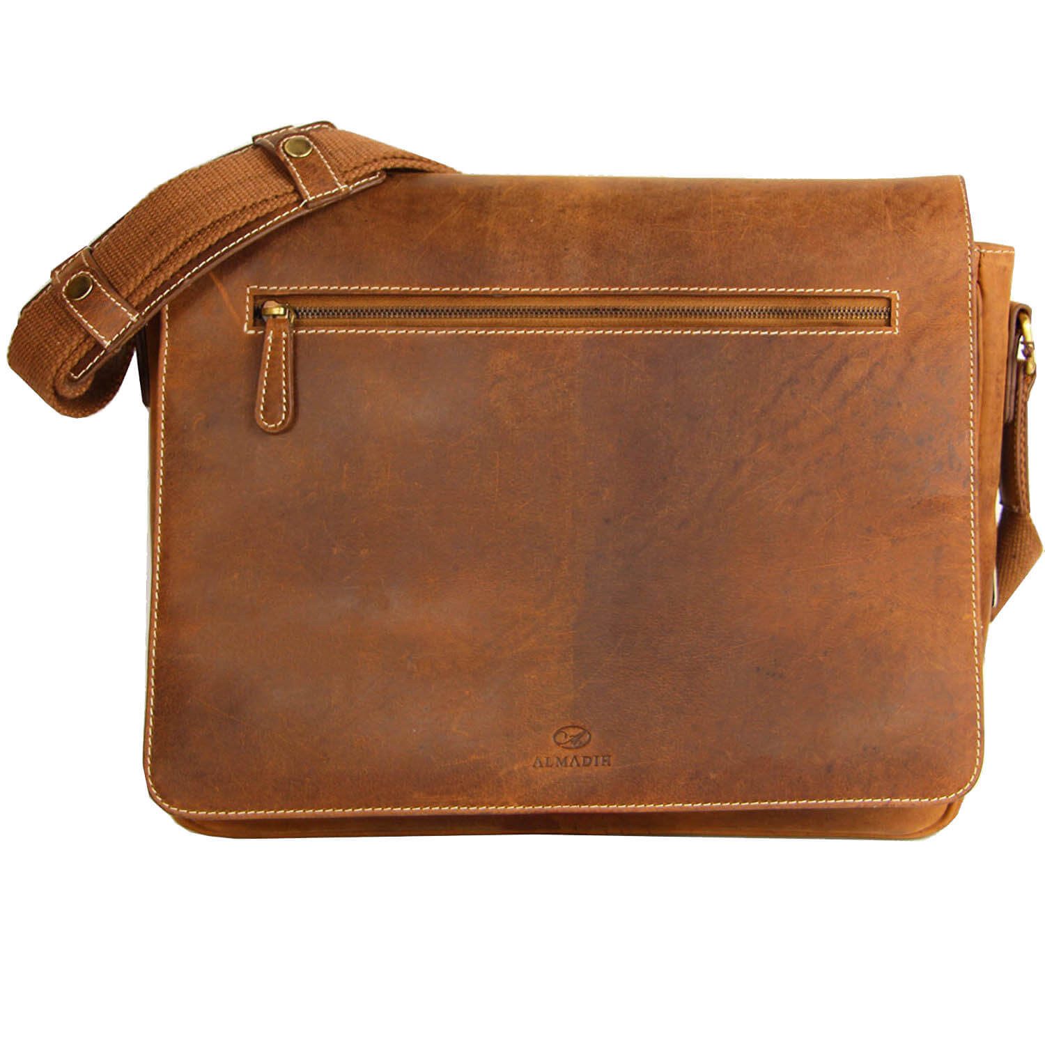 Laptoptasche 17 Zoll Leder Umhängetasche Herren braun Vintage Aktentasche