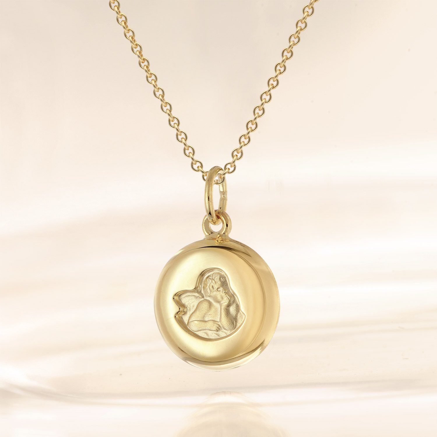 trendor Kette mit Anhänger Engel-Anhänger Gold 333/8K Mit Vergoldeter Silberkette