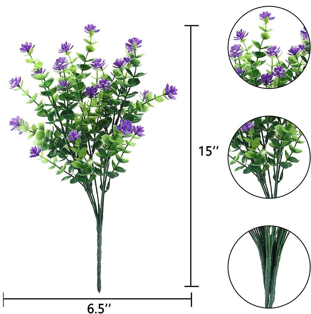 Kunstpflanze Künstliche grüne Blumen,Simulation Blumen 8 gefälschter Bündel Rouemi, Eukalyptusstrauß