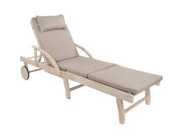 Gartenliege elegante Sonnenliege St. Tropez 100% FSC® Akazienholz, Set, 1 St., inkl. Auflage, verstellbares Kopfteilund und Fußteil
