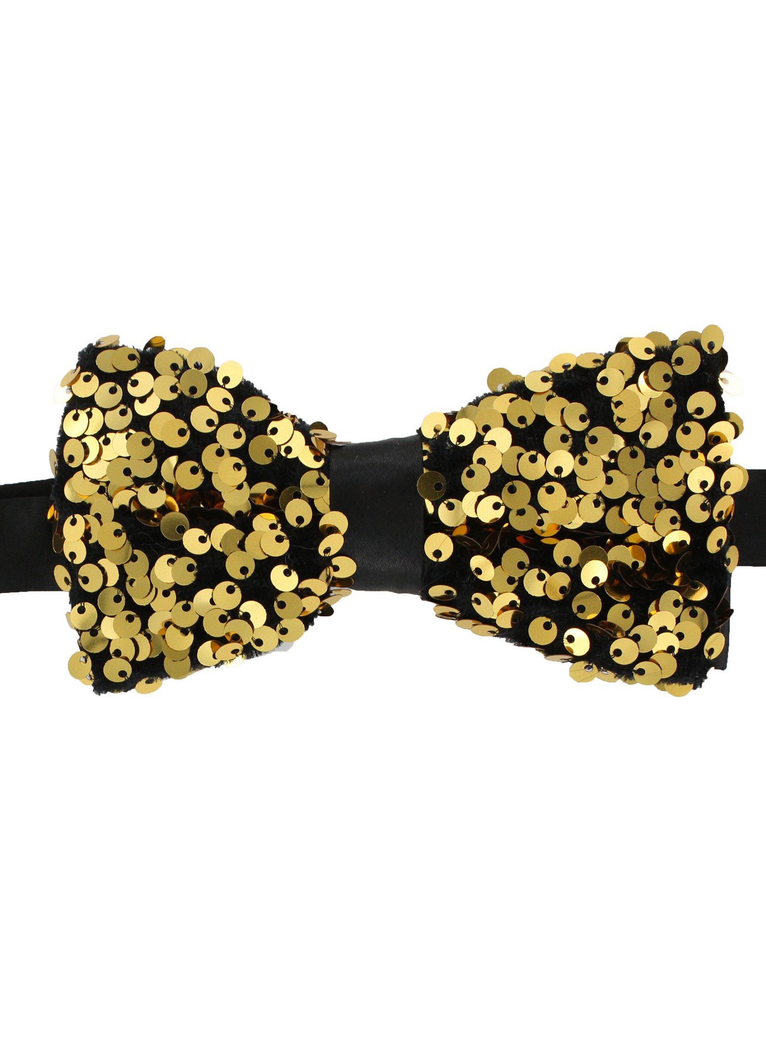 thetru Fliege Schwarze Fliege mit goldenen Pailletten Fliege mit glitzerndem Besatz für Karneval, Zirkus oder Bühne