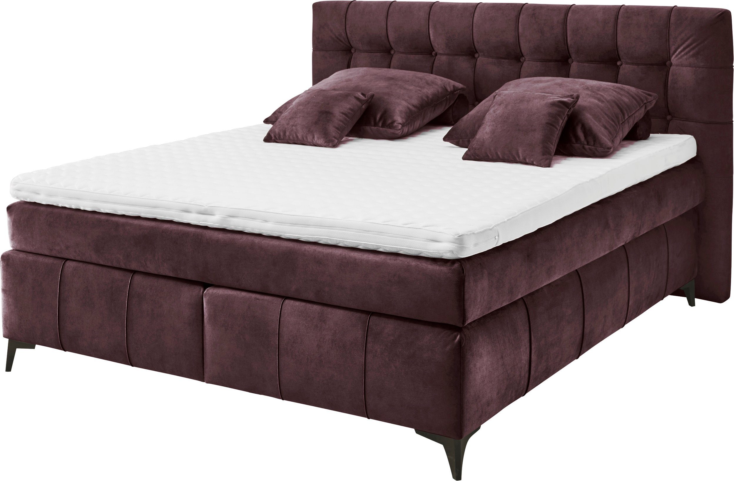 ED EXCITING DESIGN Boxspringbett Oregon, inkl. Duo-Matratze - Kokosmatte, Filzabdeckung