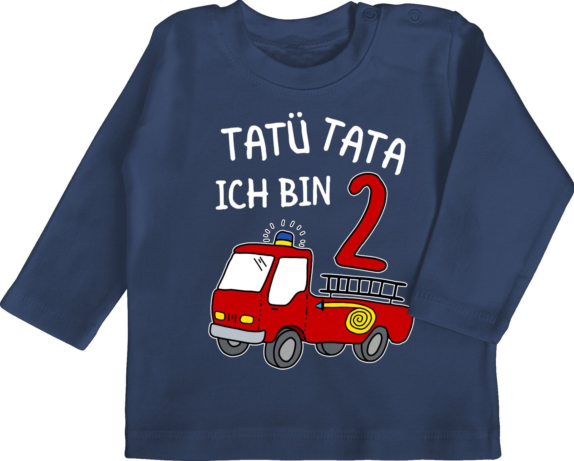 Shirtracer T-Shirt Tatü Tata Ich bin zwei Feuerwehrauto 2. Geburtstag 1 Navy Blau