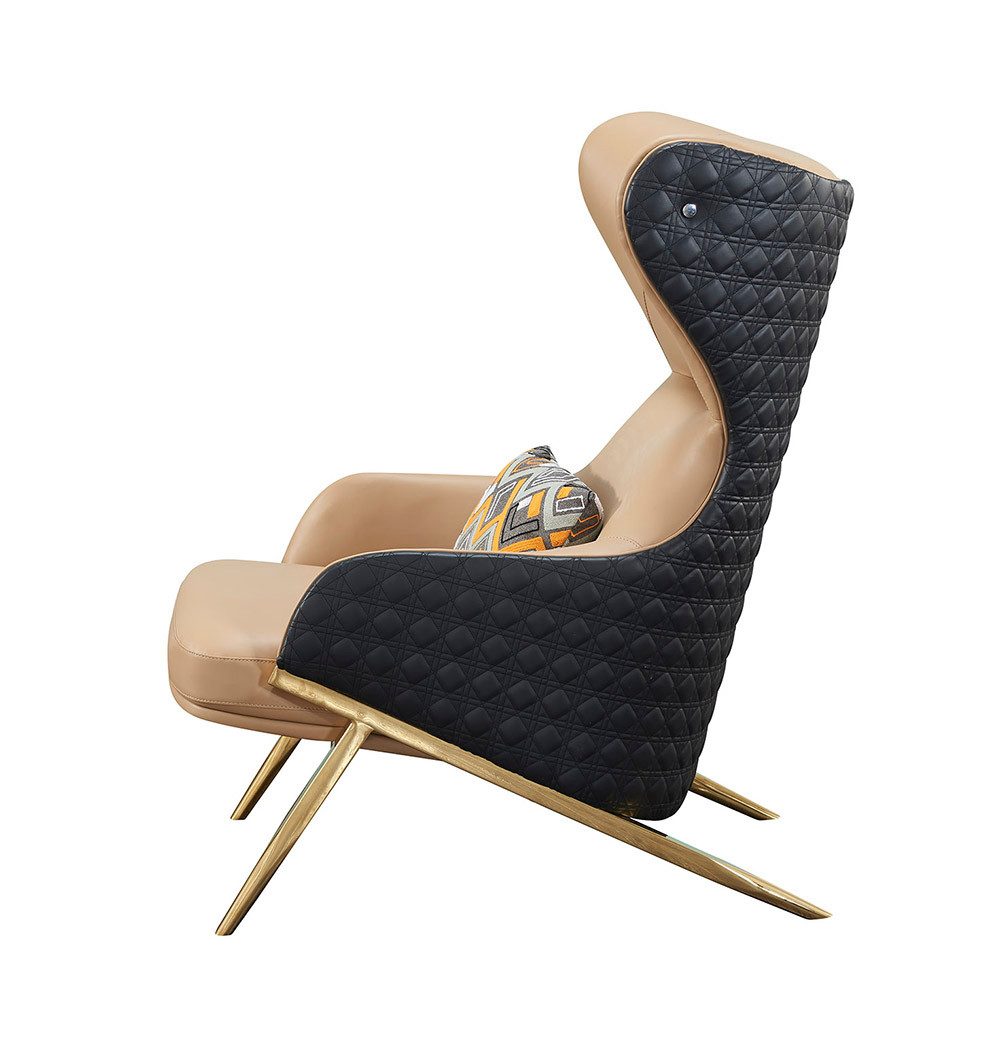 Xlmoebel Loungesessel Luxus Relaxsessel aus Leder in Beige mit elegantem Design (Sessel), Hergestellt in Europa
