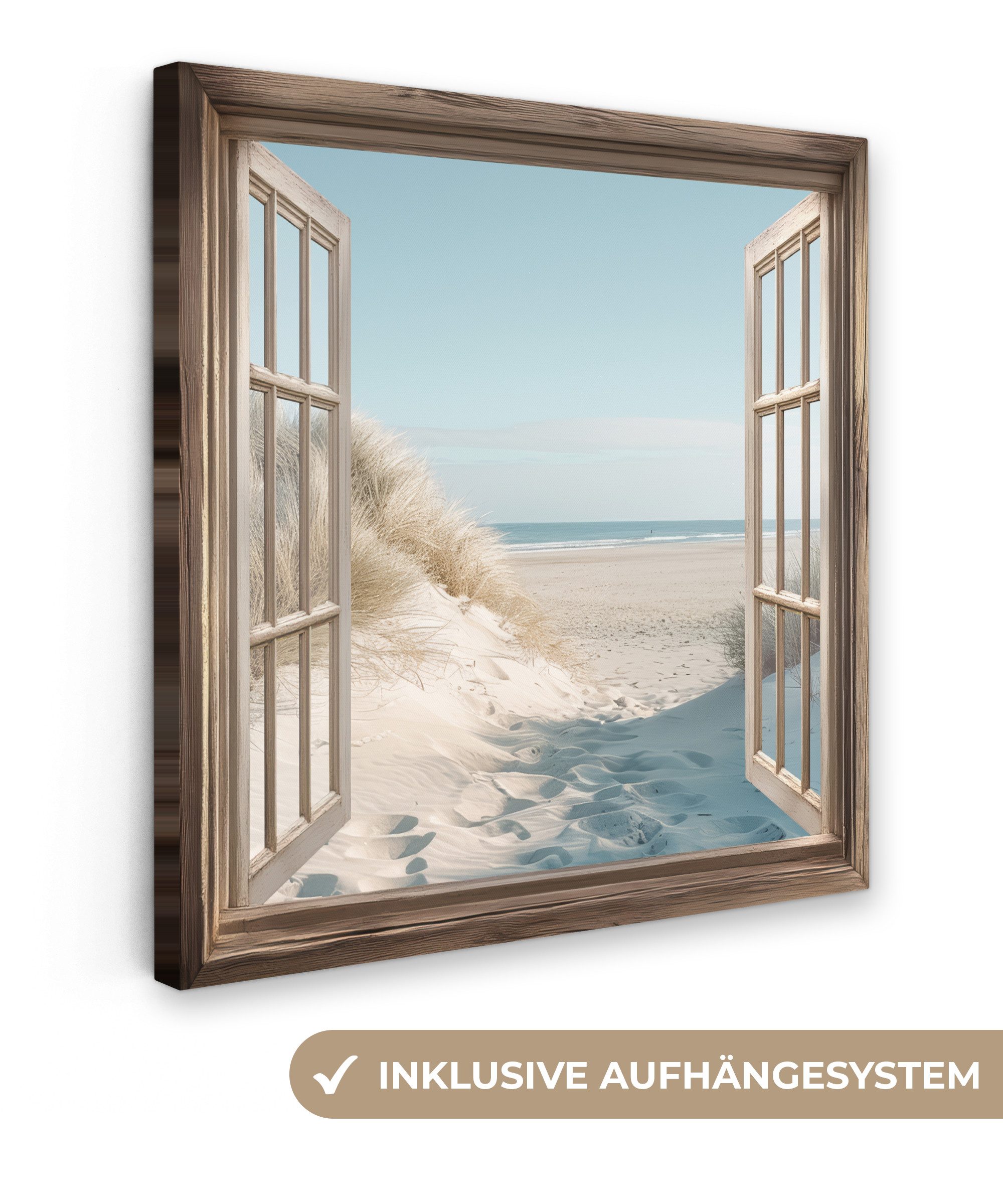 OneMillionCanvasses® Leinwandbild Aussicht - Hochgras - Dünen - Meer - Land günstig online kaufen