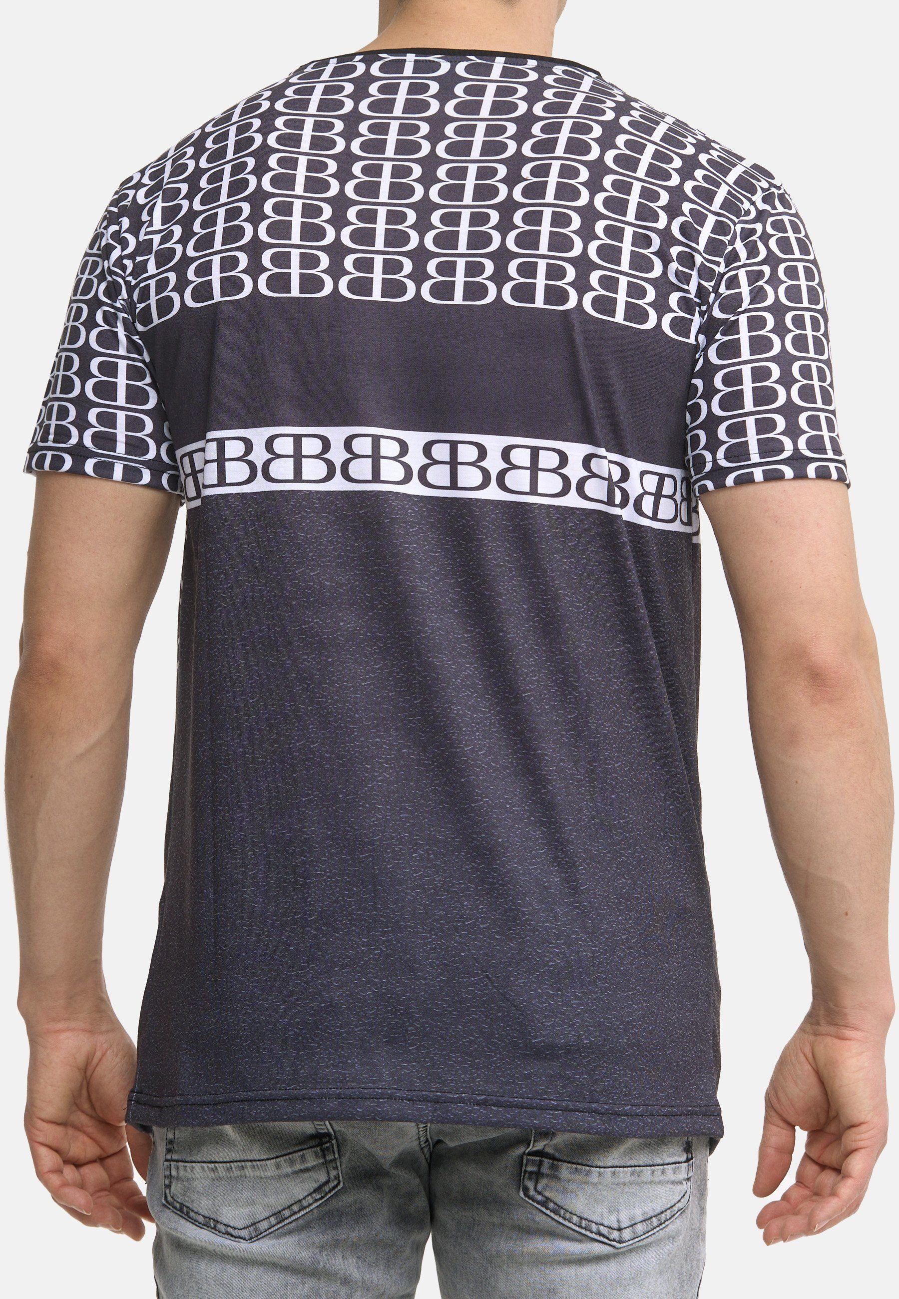 Schwarz Oberteil 1-tlg) Shirt, Printshirt Shortsleev Code47 (Longsleeve T-Shirt T-Shirt Herren Polo Code47 Tee Designer