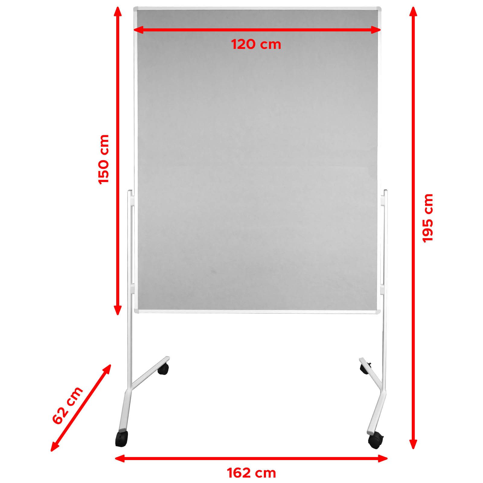 Viscom Standtafel UP - einteilige Moderationstafel - beidseitig nutzbar, Metaplanwand mit Filz- oder Whiteboard-Oberfläche - mobil dank Rollen