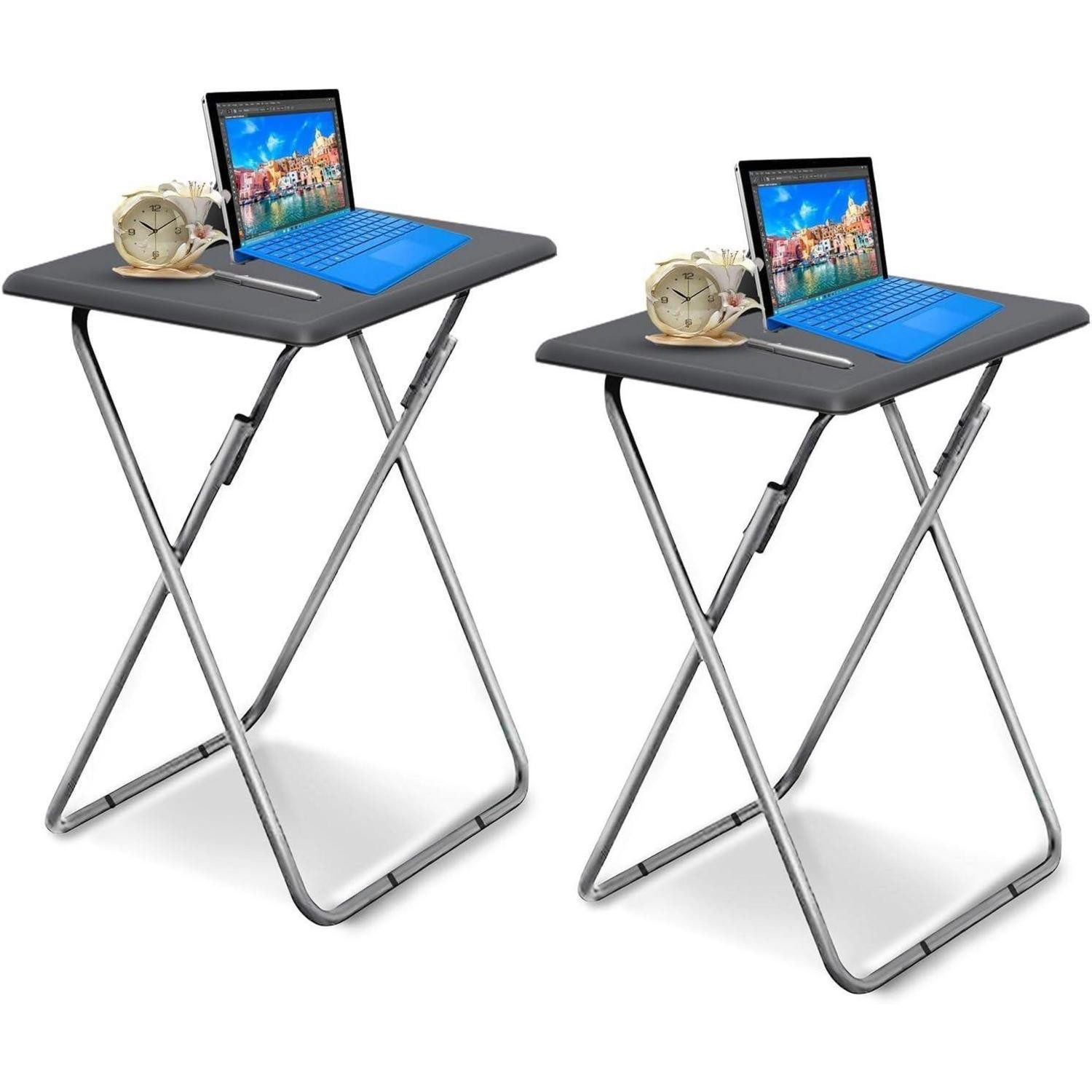 LuxusKollektion Beistelltisch Beistelltisch Klappbar Balkontisch Klapptisch Rechteckig 2pcs Grau