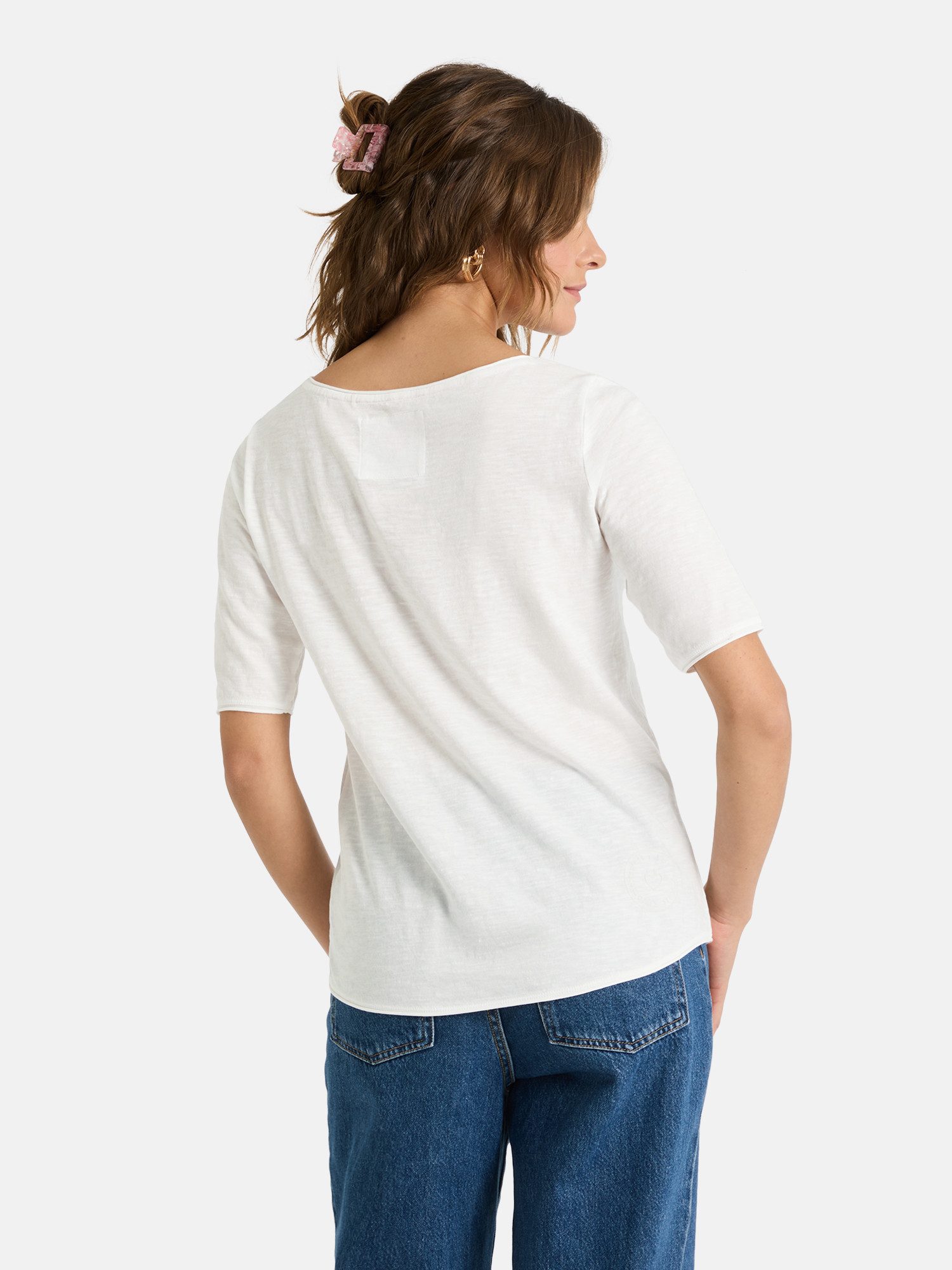 Lieblingsstück Rundhalsshirt CandiceEP mit Statement-Stickerei und im Batik-Look