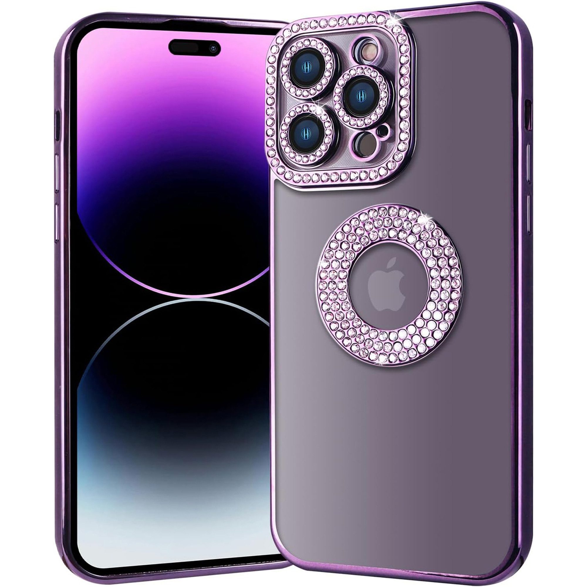 Wörleonline Handyhülle für Apple iPhone 14 Pro Max Hülle, TPU Handyhülle mit Glitzer Diamanten aus Acryl