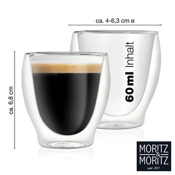 Moritz & Moritz Gläser-Set Moritz & Moritz Barista Milano 2 x 60 ml Doppelwand-Thermo-Gläser, Borosilikatglas, für Espresso, Tee, Heiß-und Kaltgetränke