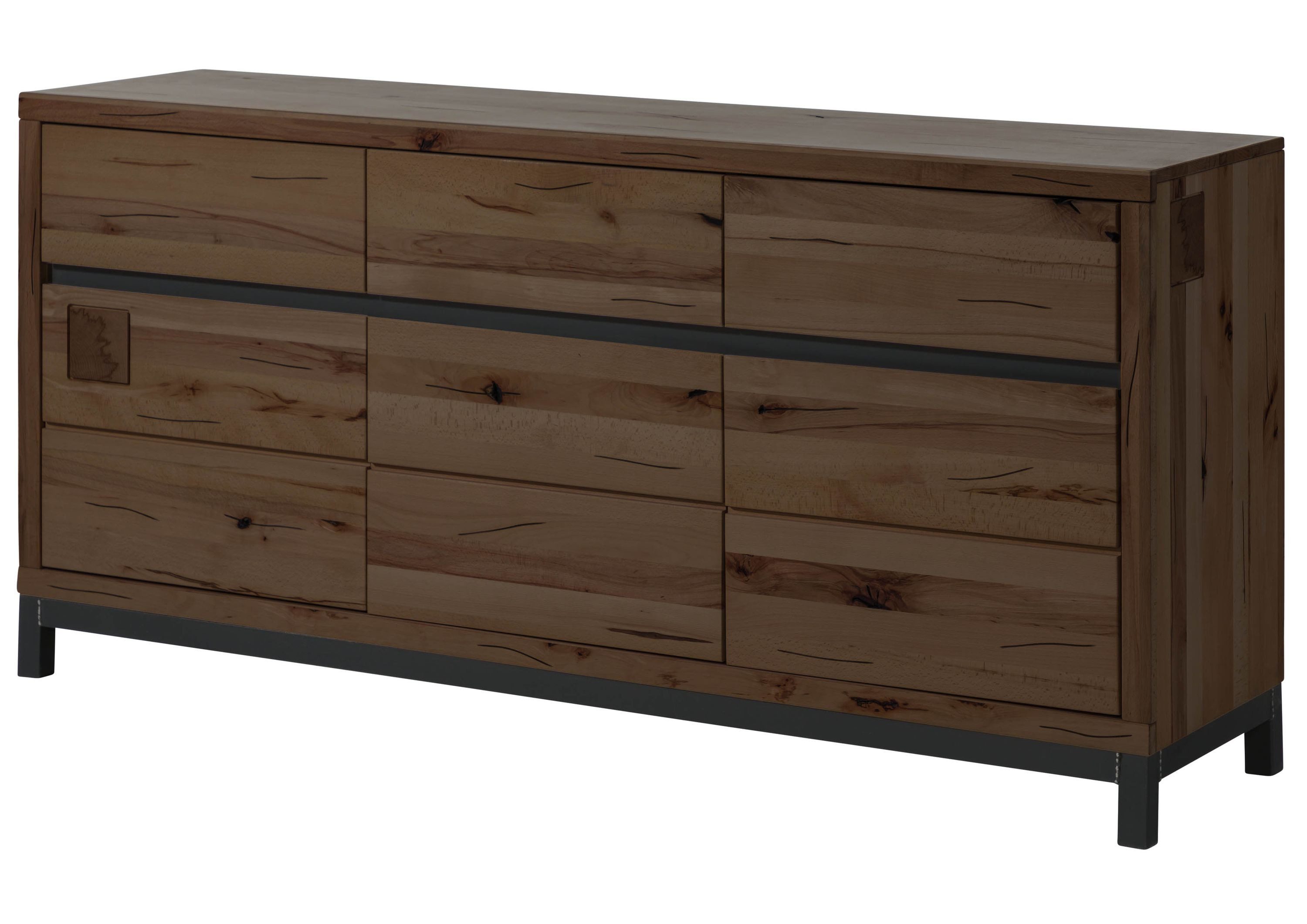 Massivmoebel24 Sideboard VILLANDERS (Massivholz), Kernbuche 175x45x85 tabacco braun geölt VILLANDERS #208