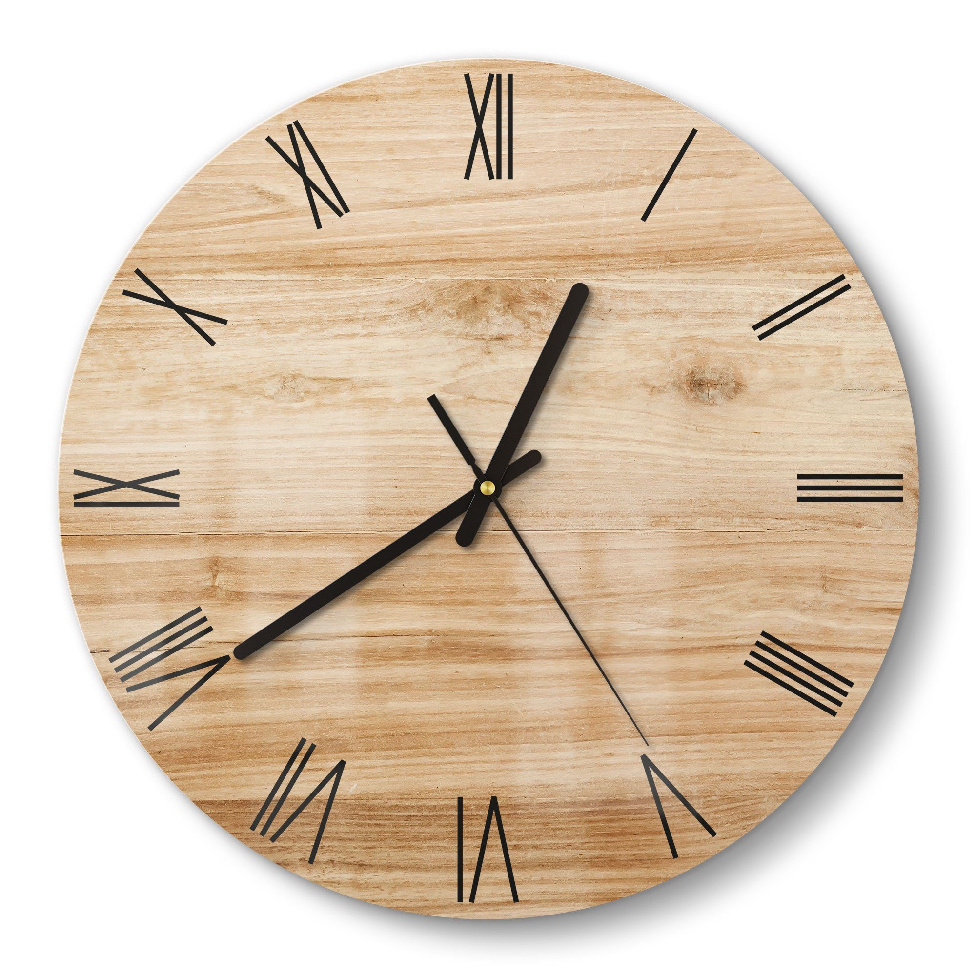 DEQORI Wanduhr 'Holzstruktur detailliert' (Glas Glasuhr günstig online kaufen