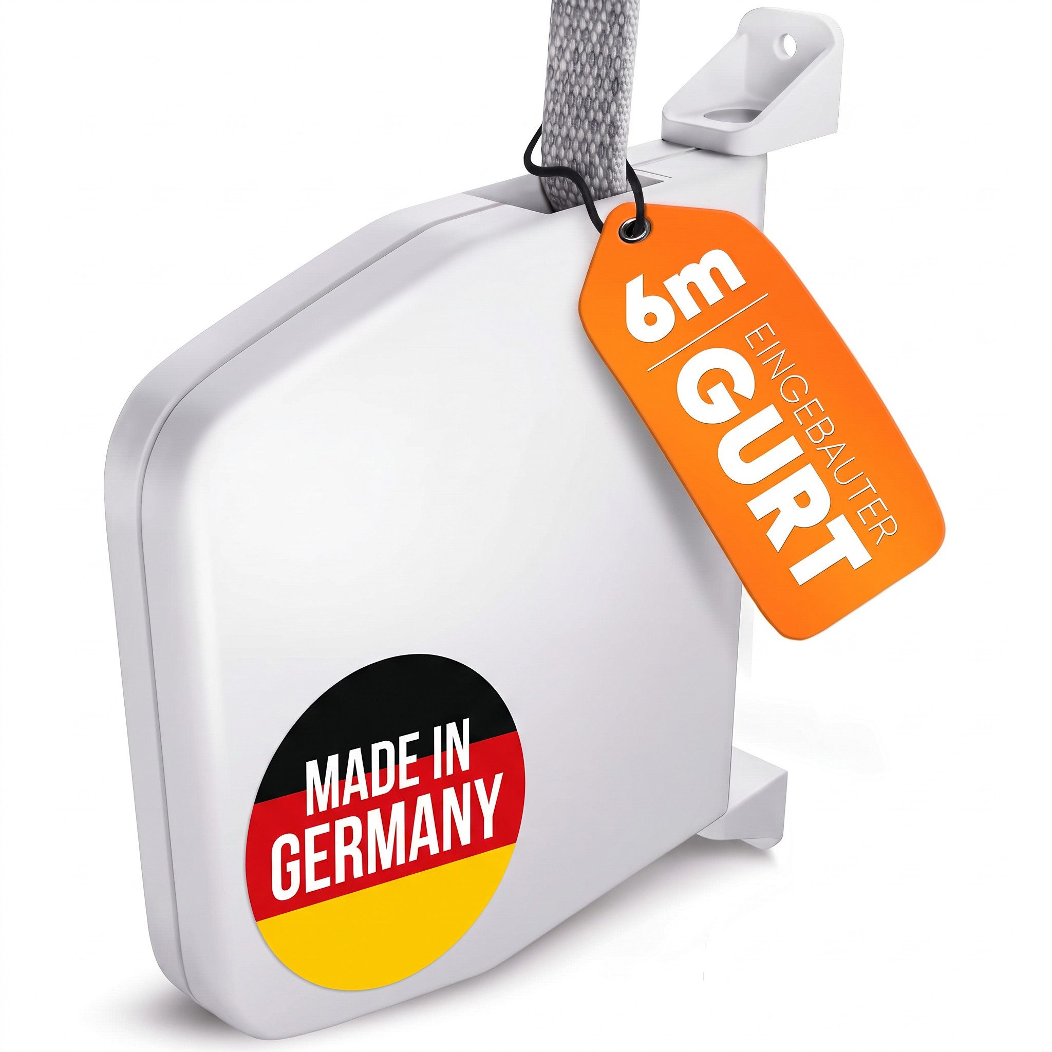 Meisterbau Aufputz-Gurtwickler Gurtwickler mit Gurt, Gurtbreite 14 mm, 1-tlg., Made in Germany, mit eingebautem 6-m-Gurt, 180° schwenkbar