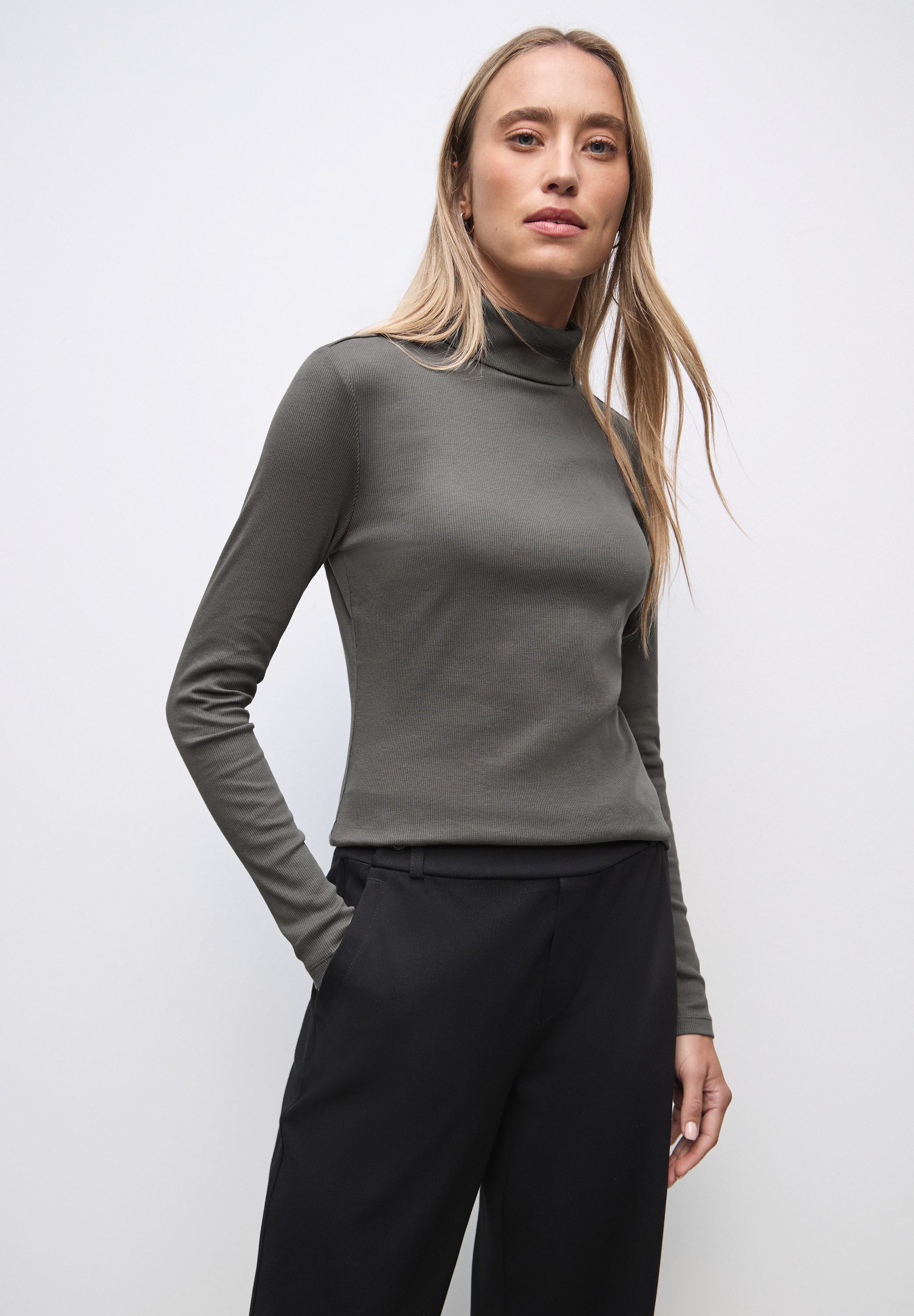 STREET ONE Langarmshirt mit Rippstrick-Struktur günstig online kaufen