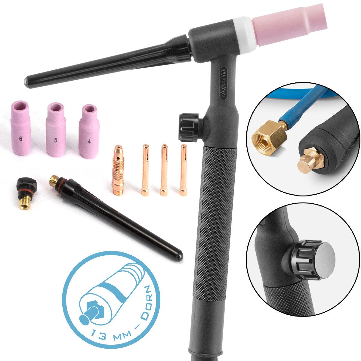 STAHLWERK Elektrowerkzeug-Set WP-17V Universal Lift-Tig-Brenner / Schweißbrenner