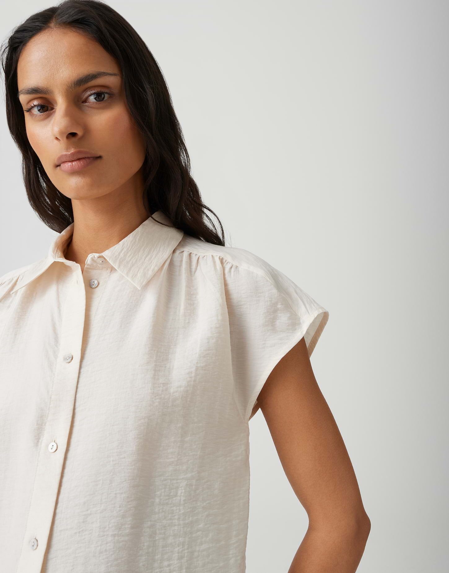 OPUS Satinbluse FAIRI Loose mit femininen Raffungen