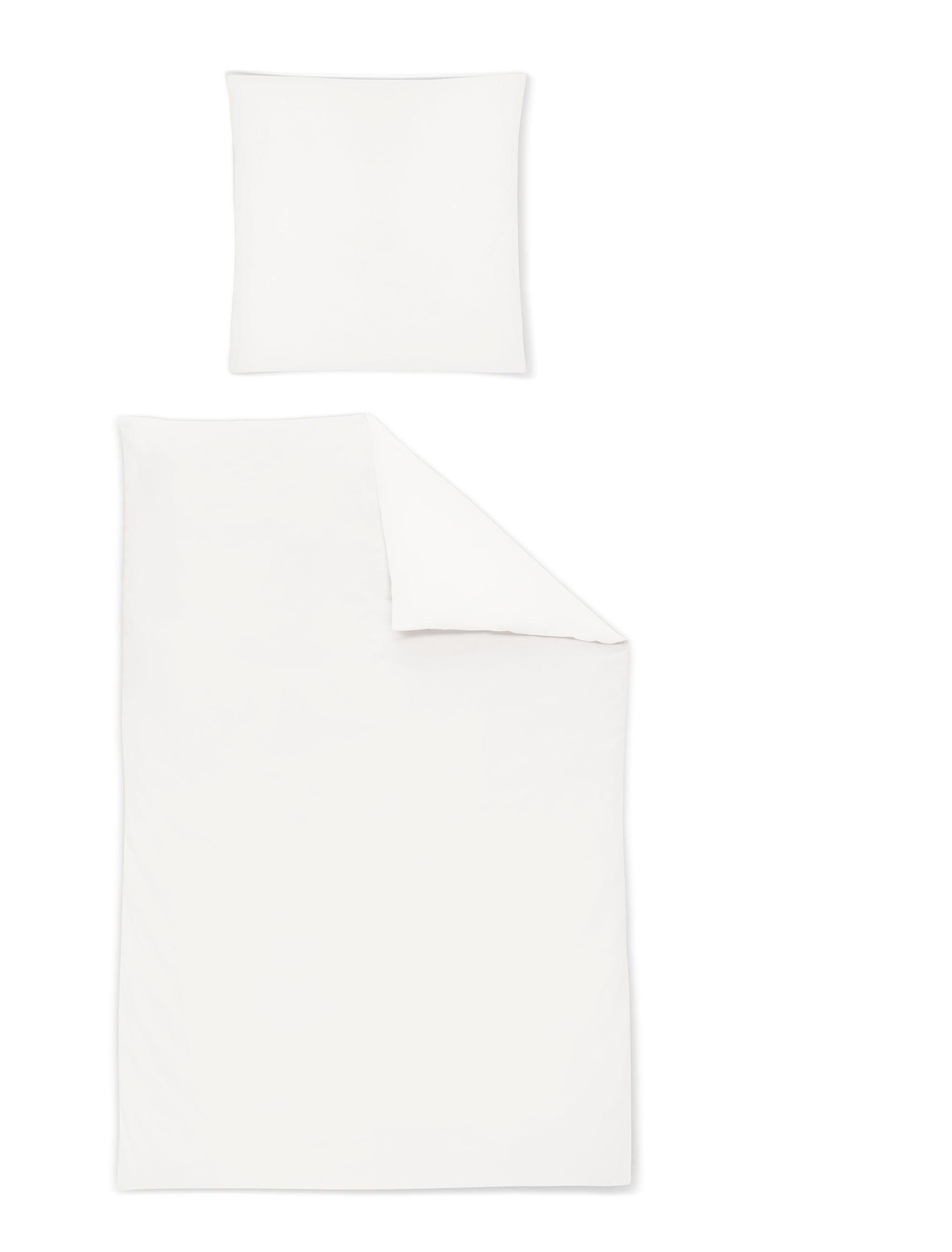 Irisette Bettwäsche Mako-Satin uni Bettwäsche Set uni Paris 8000 200 x 220 cm weiss, Baumwolle, 3 teilig, bettwäsche 200x220 baumwolle bettwäsche 200x220 mit reißverschluss