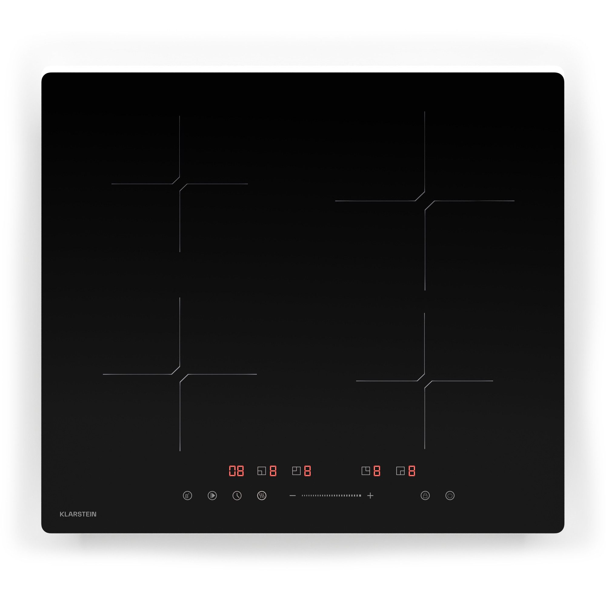 Klarstein Induktions-Kochfeld PowerGlide CP14-Kl-Dlt-60-Blk, Kochfeld Induktion 4 Zone Touch Timer Küche