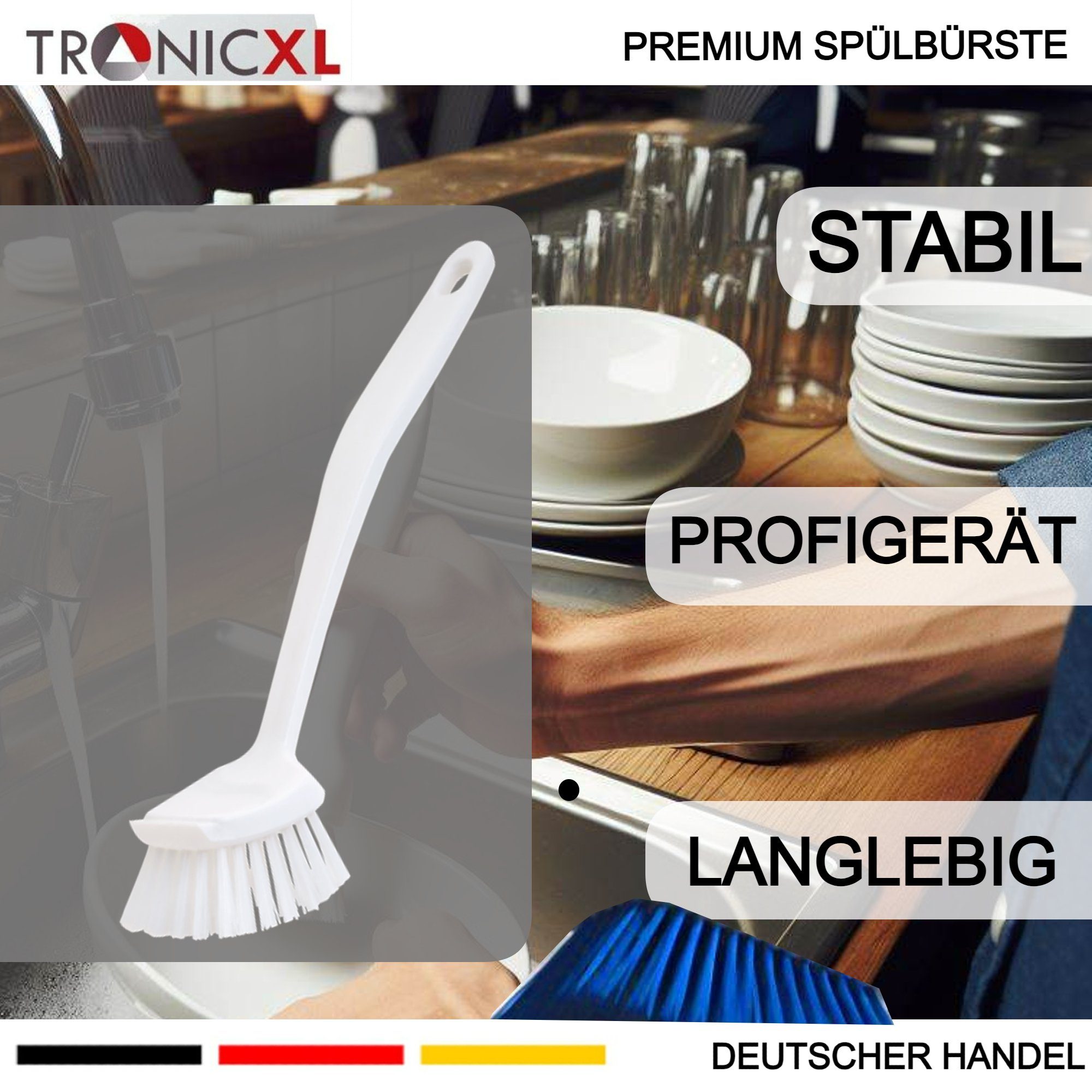 TronicXL Reinigungsbürste 3 Stück 24cm Reinigungsbürsten Spülbürste Küchenbürste Spülbürsten, (Set, 3-tlg., Set), Gastro Gastronomie Gewerbe Hotel Küche