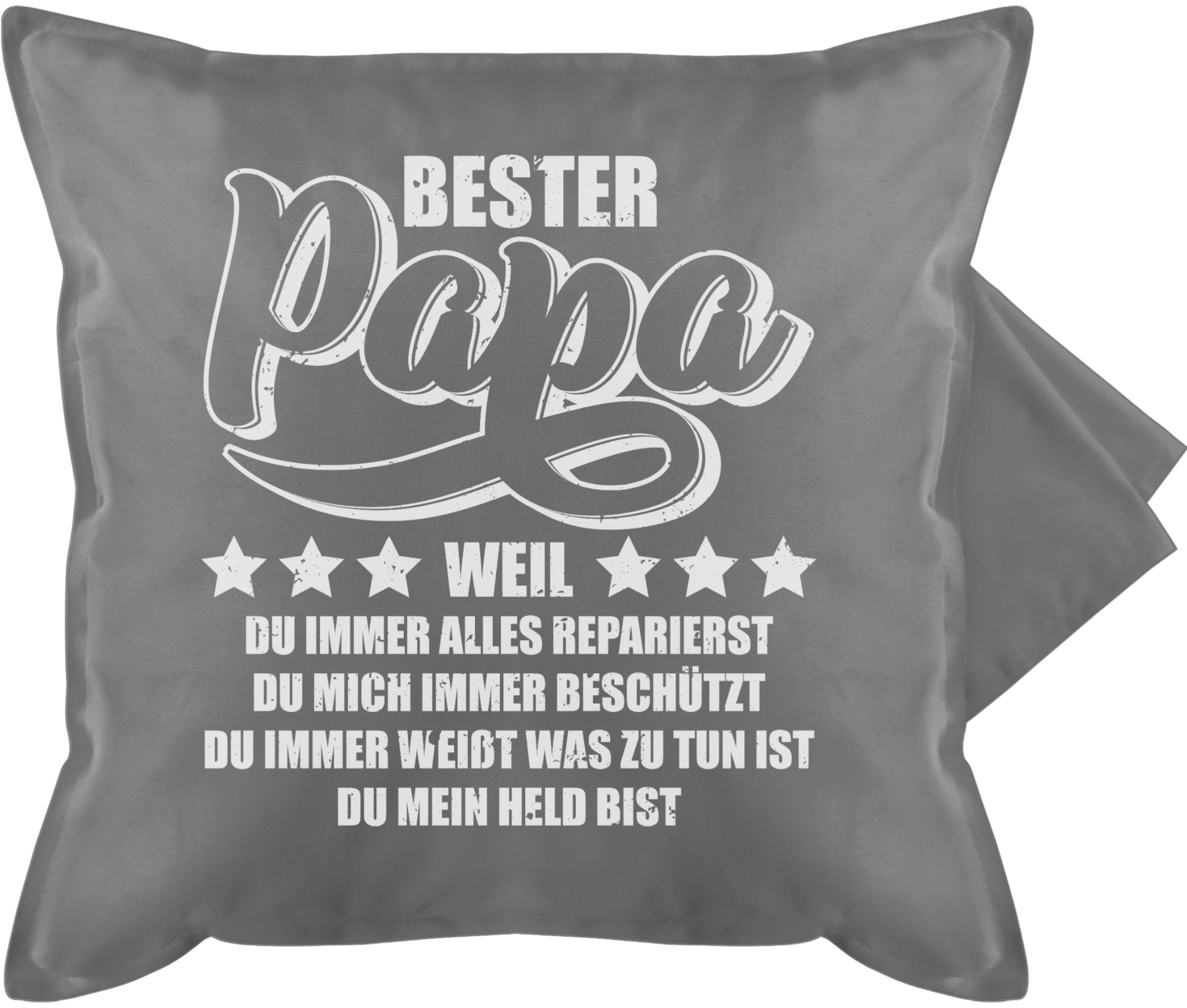 Kissenbezug Bester Papa weil du mein Held bist - weiß - Vatertagsgeschenk  Kissen - Bedruckte Kissenhülle Kissen ohne Füllung, Shirtracer (1 Stück)