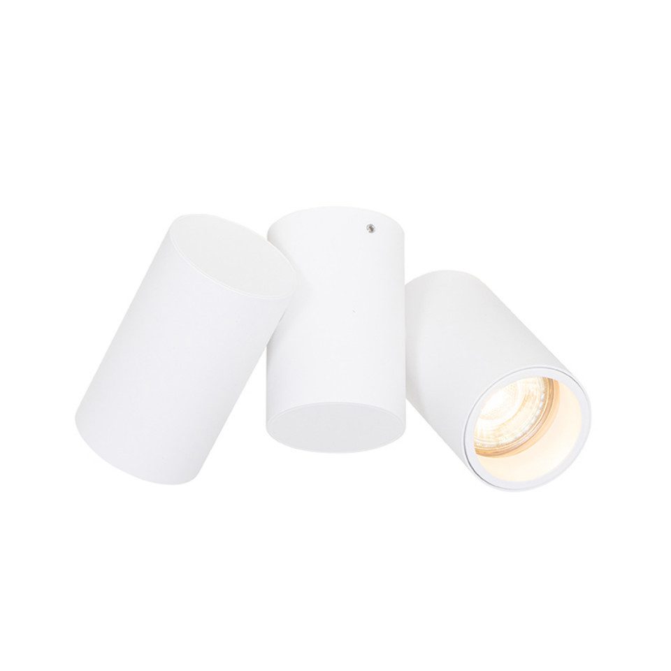 Qazqa LED Aufbaustrahler Michael, ohne Leuchtmittel, GU10, Weiß, Design, Stahl, 2-flammig