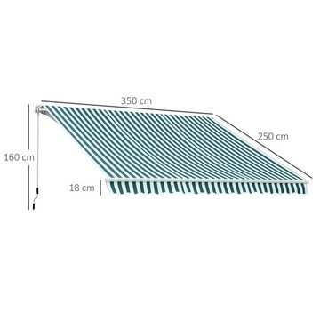 Outsunny Markise 3,5 x 2,5 m, Grün+Weiß, Alu, Polyester