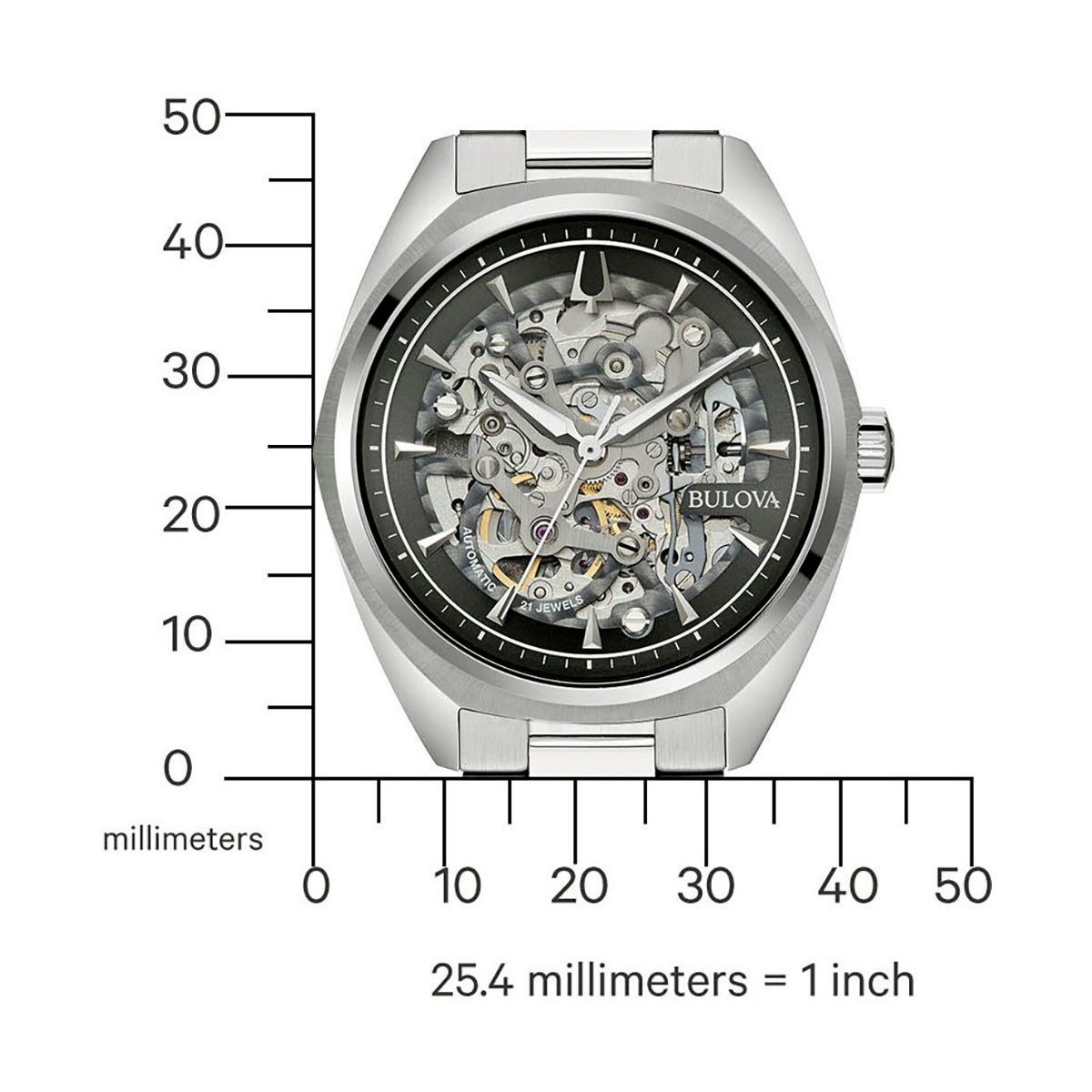 Bulova Automatikuhr 96A293, Armbanduhr, Mechanische Uhr, Herrenuhr, Edelstahlarmband