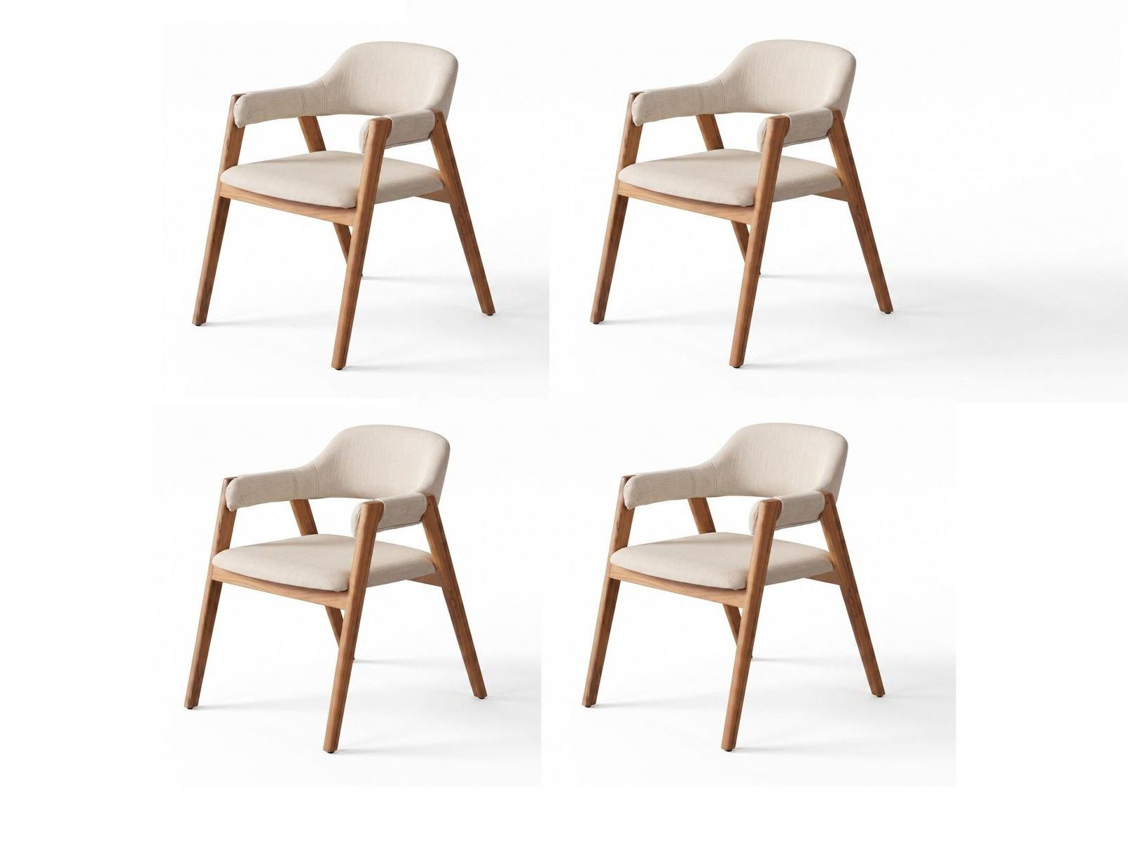 Xlmoebel Sitzgruppe Beige gepolsterte Esszimmerstühle im modernen Design, 4er Set, Made in Europa